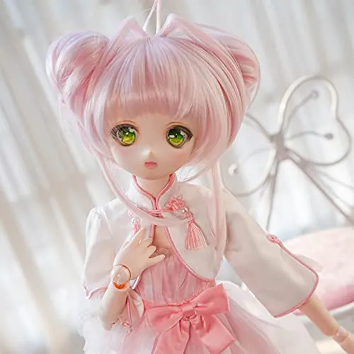 1/3 Scale Doll Wig Hair Smart Doll Hair Accessories BJD DD Heat Resistant Handmade Gift (Pink)