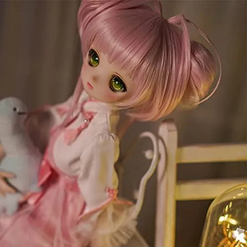 1/3 Scale Doll Wig Hair Smart Doll Hair Accessories BJD DD Heat Resistant Handmade Gift (Pink)