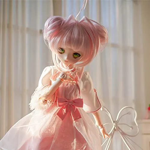 1/3 Scale Doll Wig Hair Smart Doll Hair Accessories BJD DD Heat Resistant Handmade Gift (Pink)