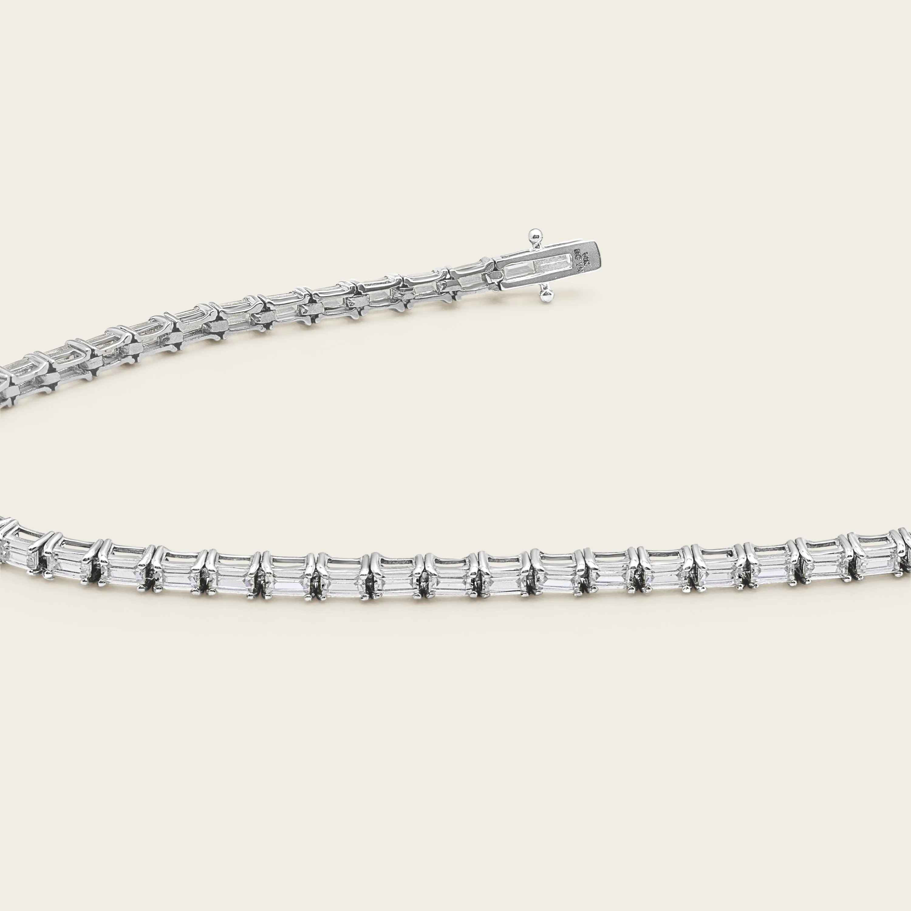 14k Solid Gold Diamond Baguette Tennis Bracelet