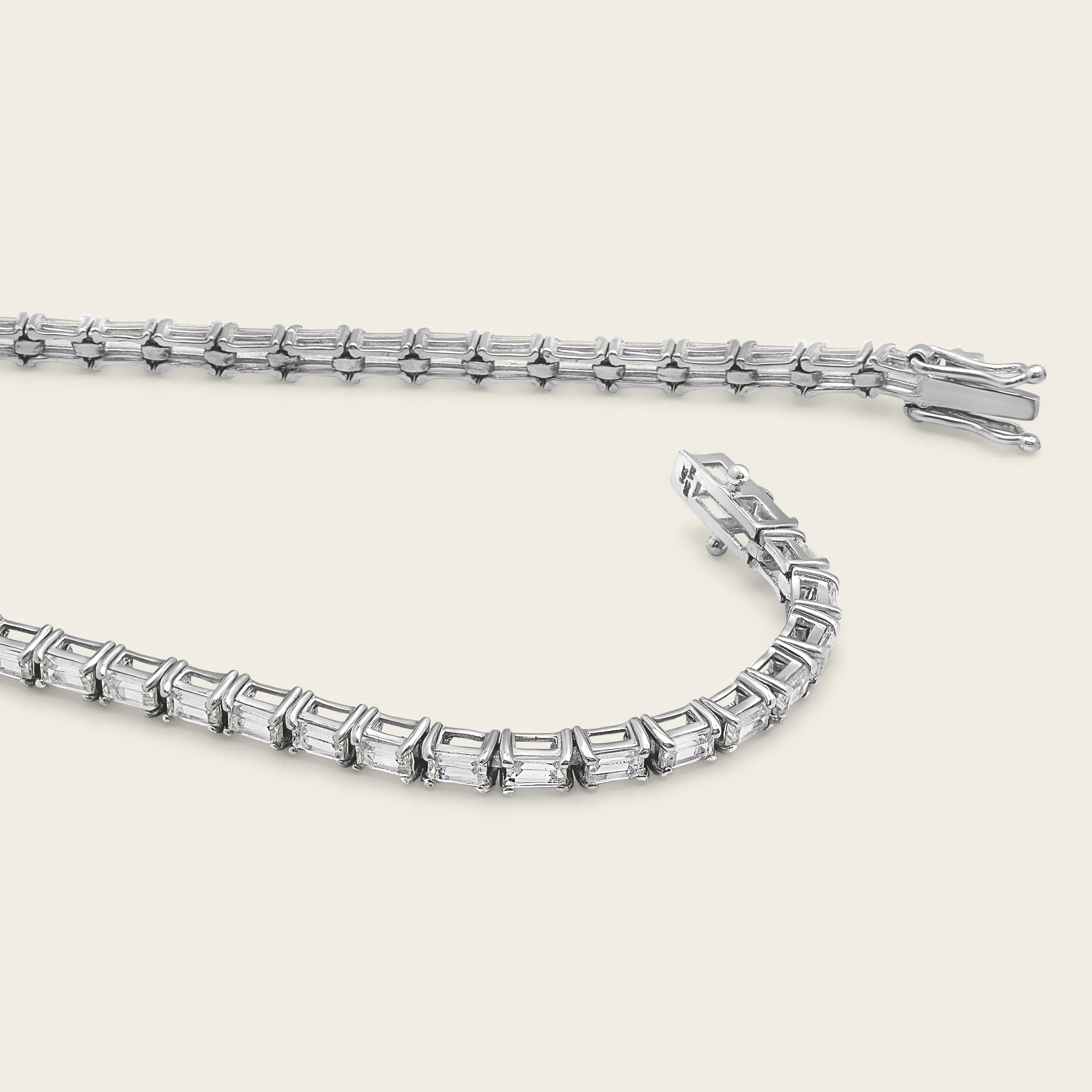 14k Solid Gold Diamond Baguette Tennis Bracelet