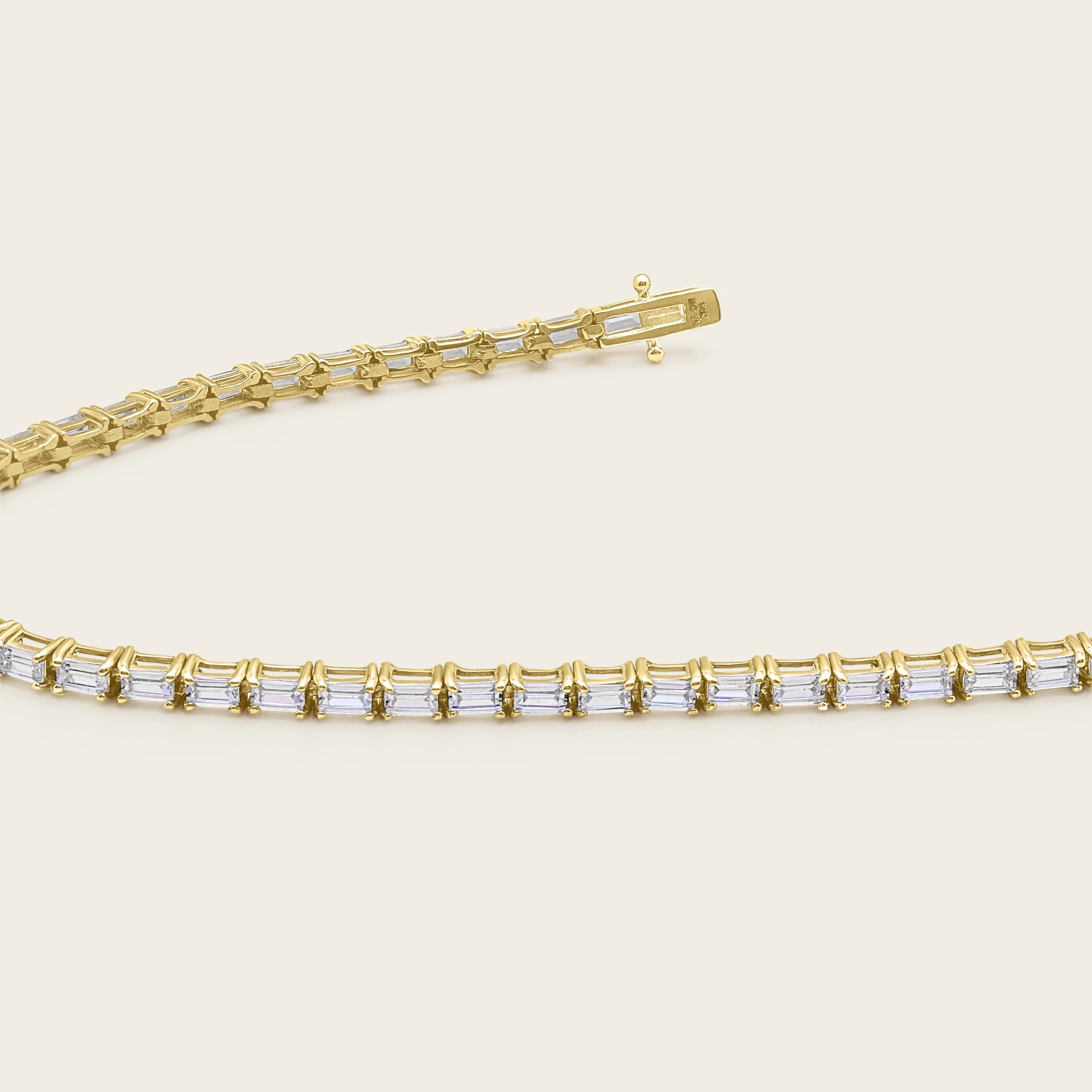 14k Solid Gold Diamond Baguette Tennis Bracelet