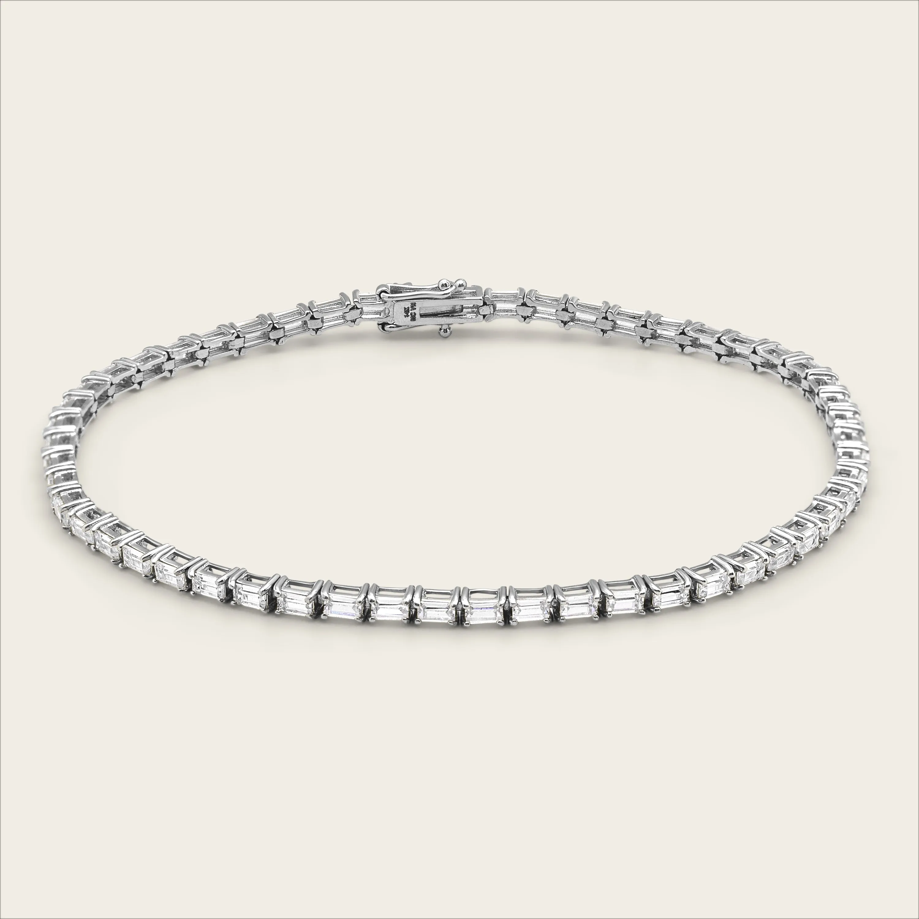 14k Solid Gold Diamond Baguette Tennis Bracelet