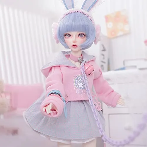 16.3in BJD Doll 1/4 Fashion Ball Jointed SD Doll with Full Set Pink Clothes Shoes Wig Makeup Accessories, Best Surprise Gifts for Boys and Girls