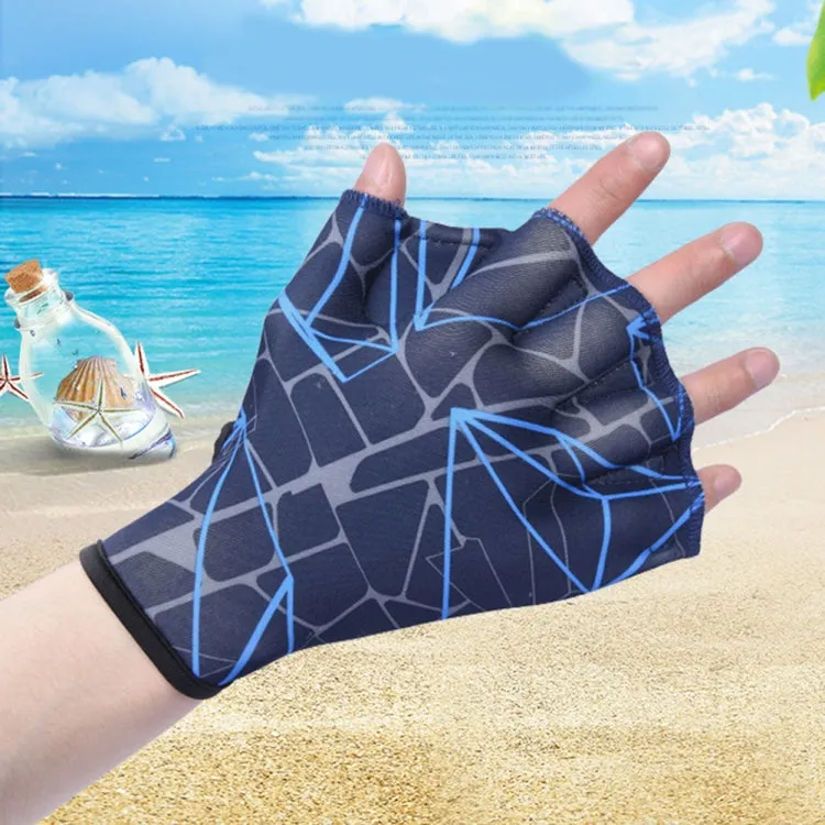 1Pair Unisex Frog Type Girdles Swimming Hand Fins, Size: L(Tibetan Blue)