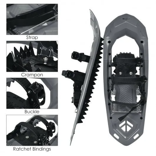 25 inch Lightweight Terrain Snowshoes w/ Bag-Gray