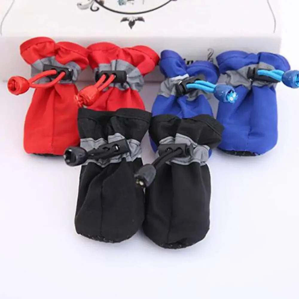 4Pcs Winter Pet Dog Shoes | Small Cats Anti-Slip Footwear | Puppy Socks Dog Shoes | Pet Rain Shoes & Snow Boots