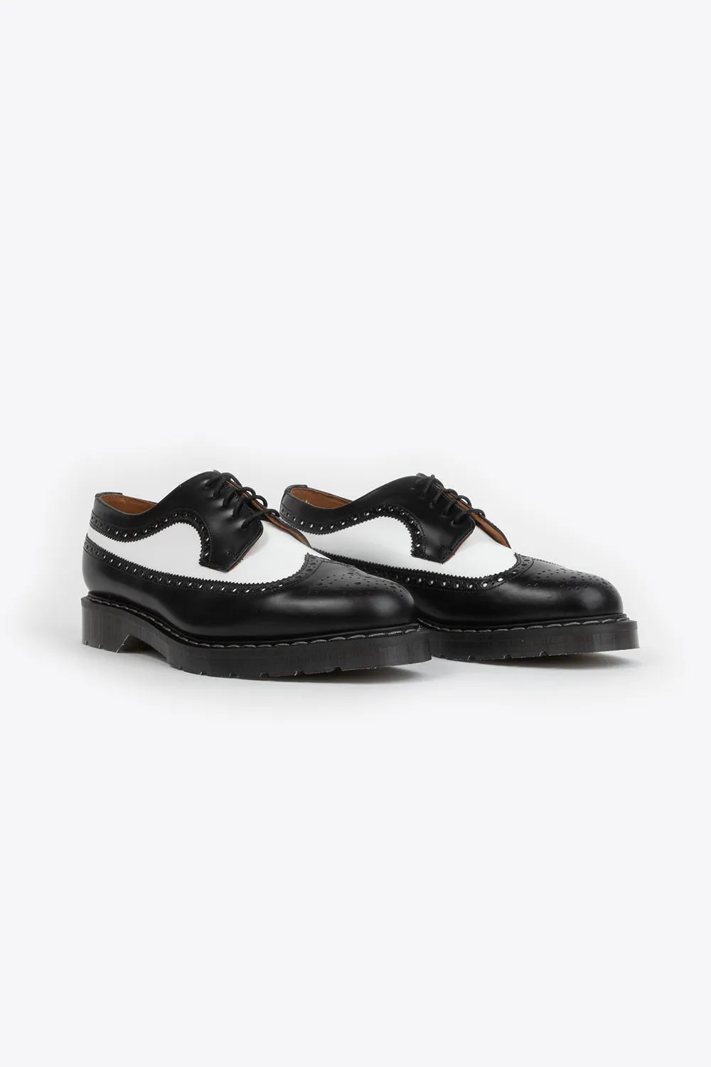 5 Eye Gibson "American" Brogue Shoe - Black & White Hi-Shine