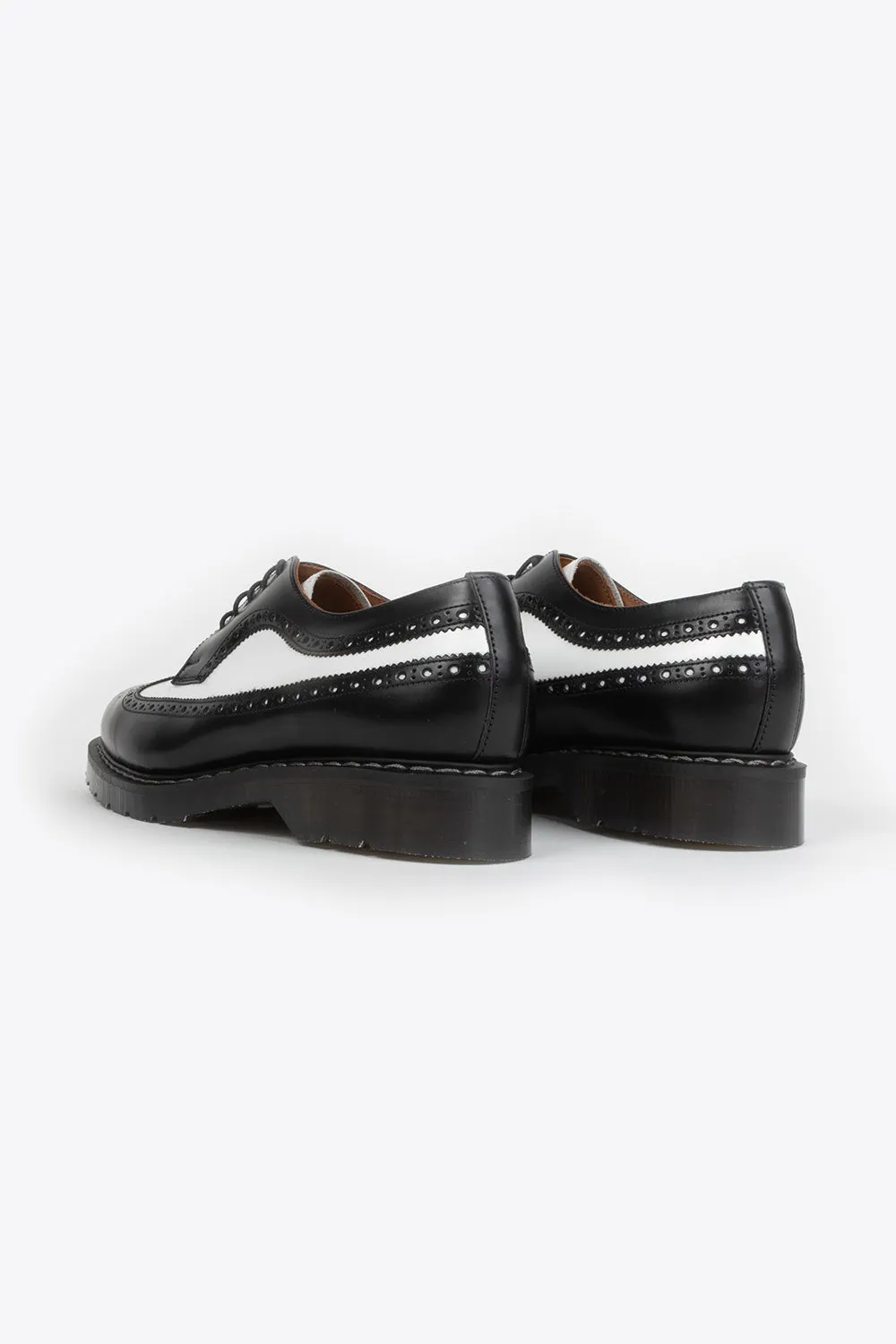 5 Eye Gibson "American" Brogue Shoe - Black & White Hi-Shine