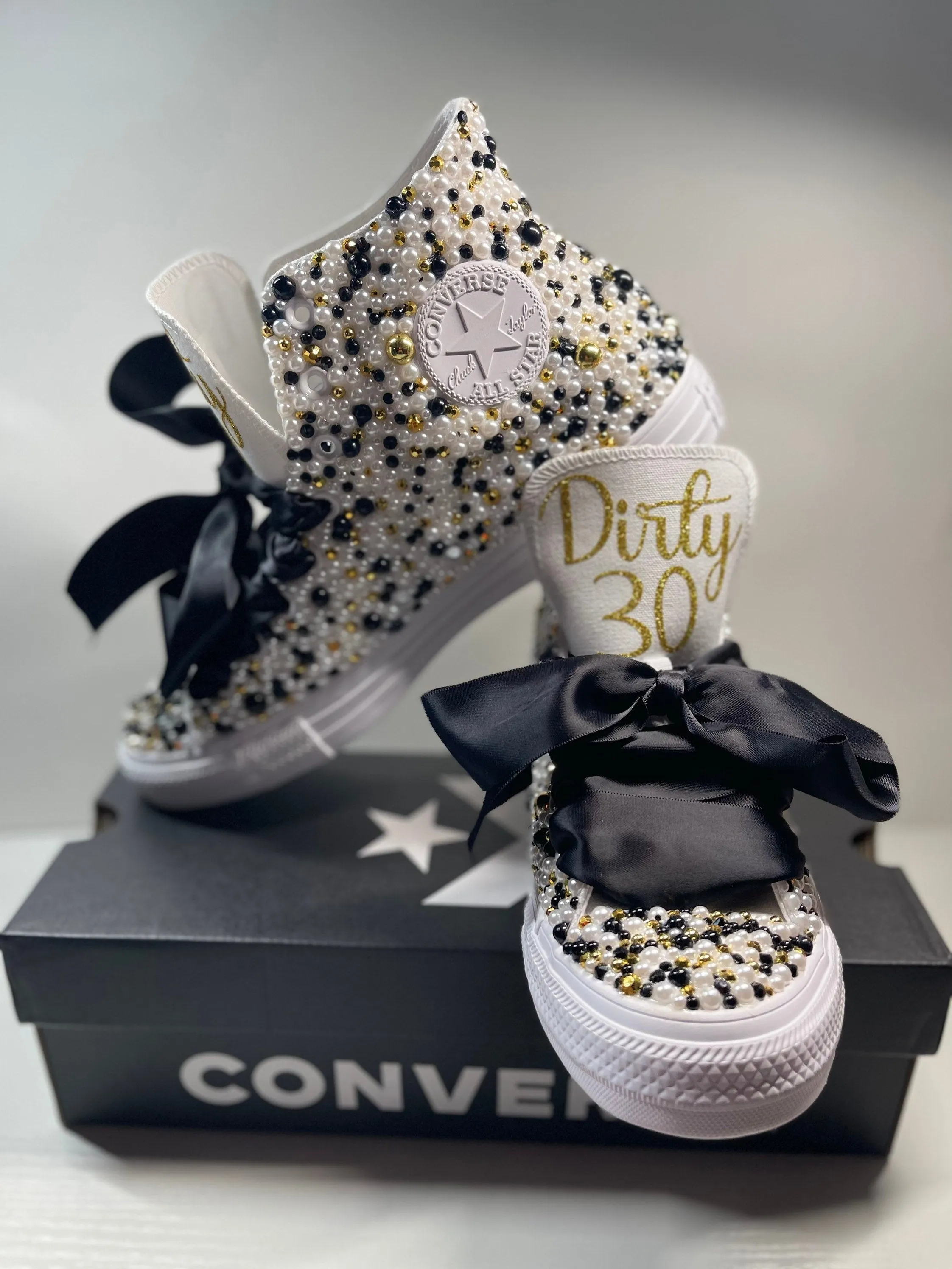 Adults Classy Black, White and Gold Shoes