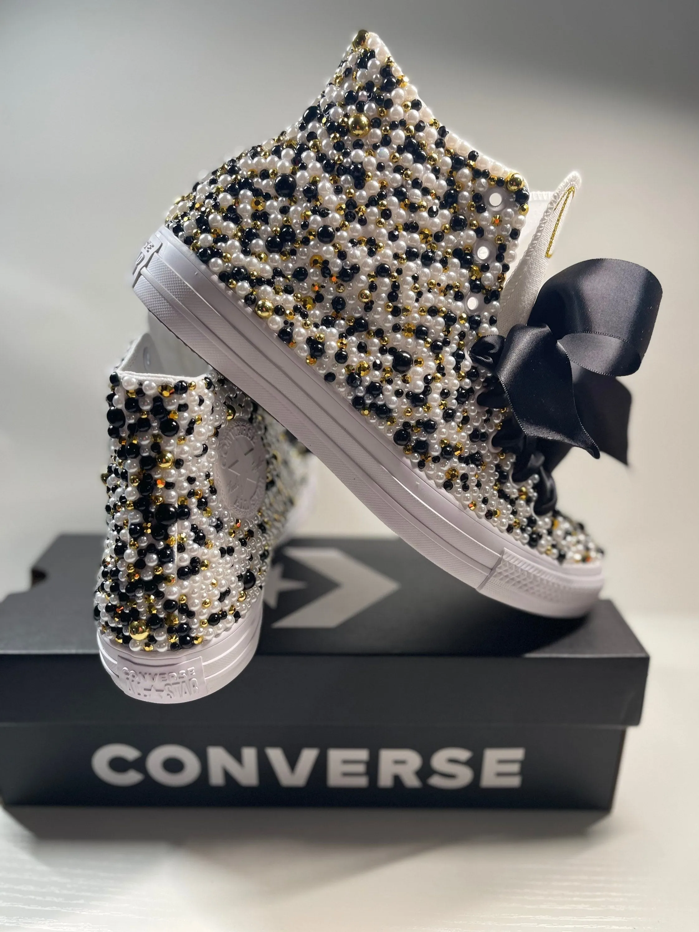 Adults Classy Black, White and Gold Shoes