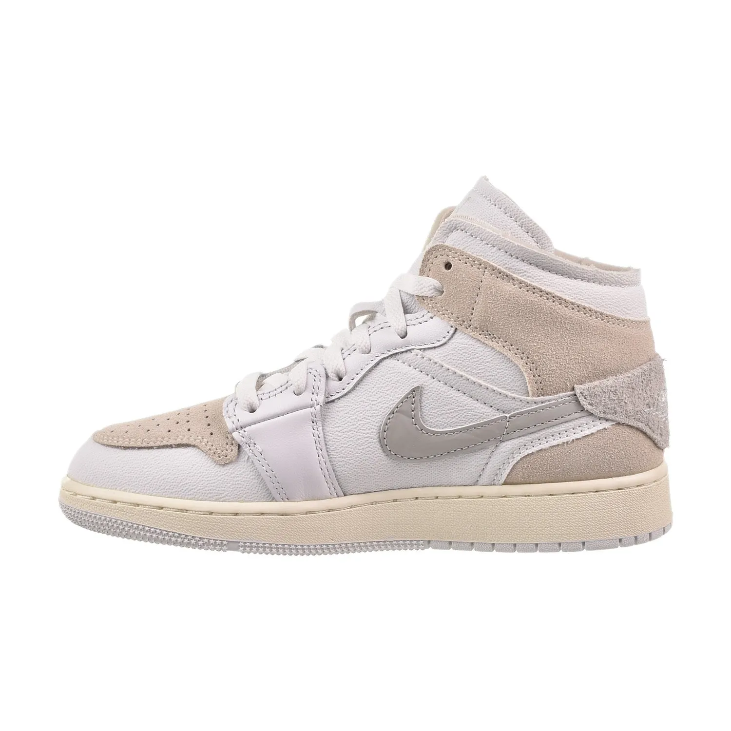 Air Jordan 1 Mid SE Craft Big Kids' Shoes White-Tech Grey-Sail