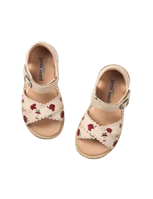 Apple Crossover Scallop Sandal - Cream
