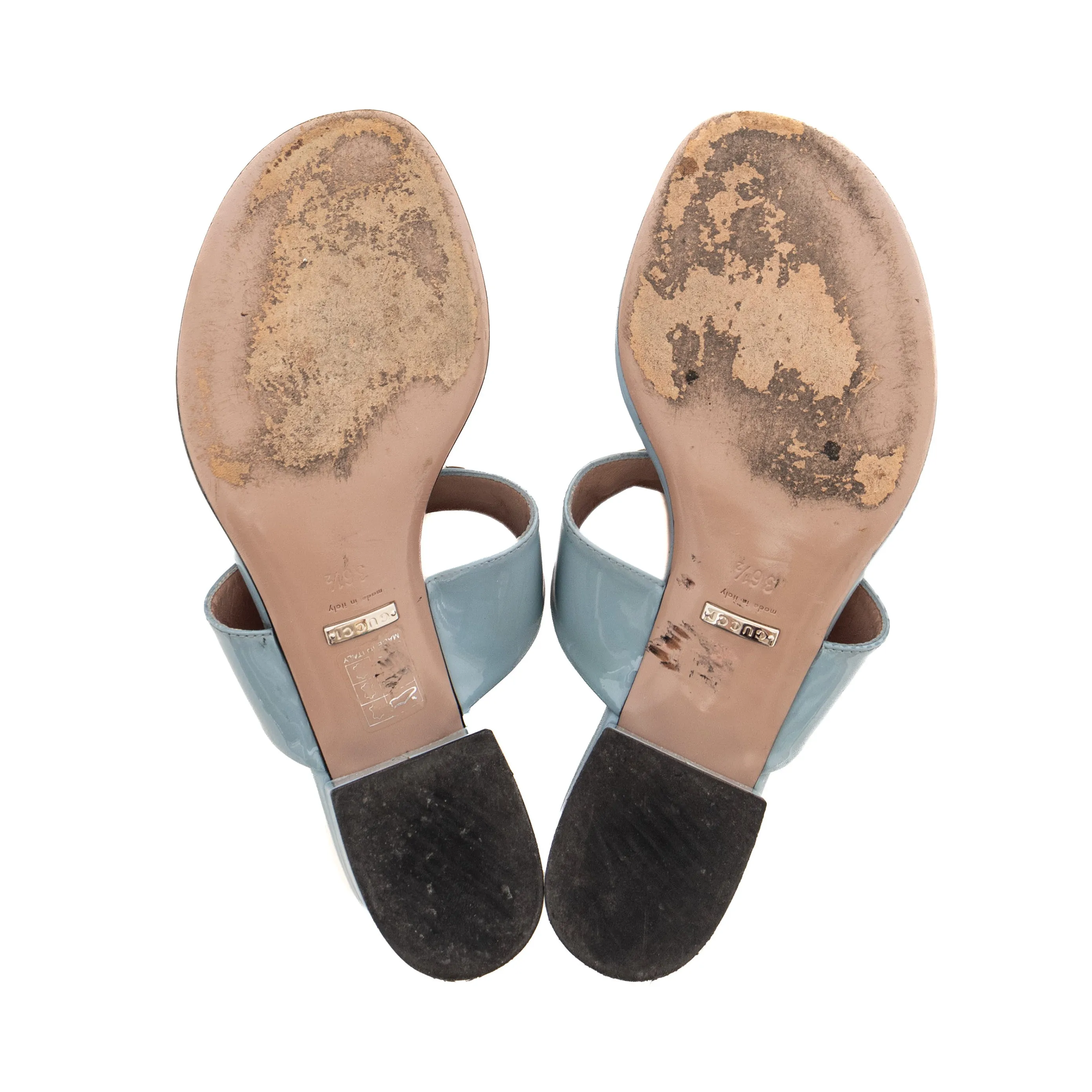 Baby Blue Patent Horsebit Sandals 36.5