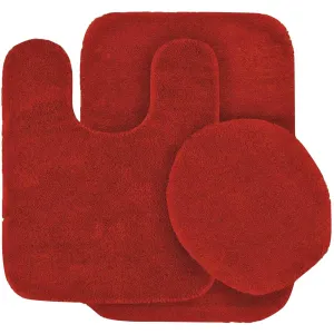 Bathroom Decorative Rug Set of 3, Chenille Plush Large Rug, Rug and Toilet Seat Cover with Non-Slip Rubber Backing Bathroom