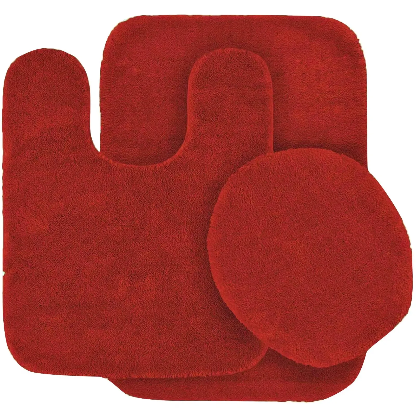 Bathroom Decorative Rug Set of 3, Chenille Plush Large Rug, Rug and Toilet Seat Cover with Non-Slip Rubber Backing Bathroom