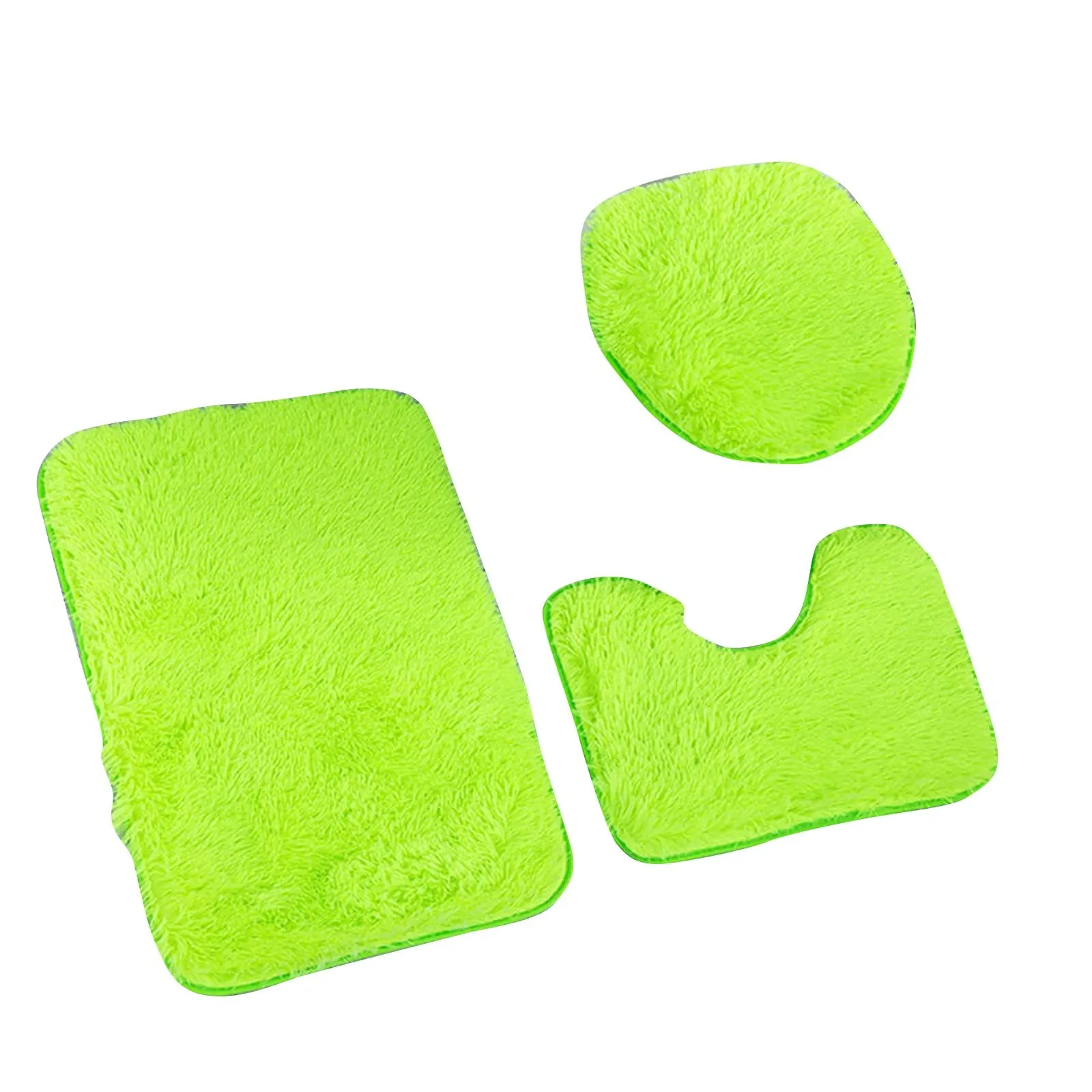 Bathroom Decorative Rug Set of 3, Chenille Plush Large Rug, Rug and Toilet Seat Cover with Non-Slip Rubber Backing Bathroom