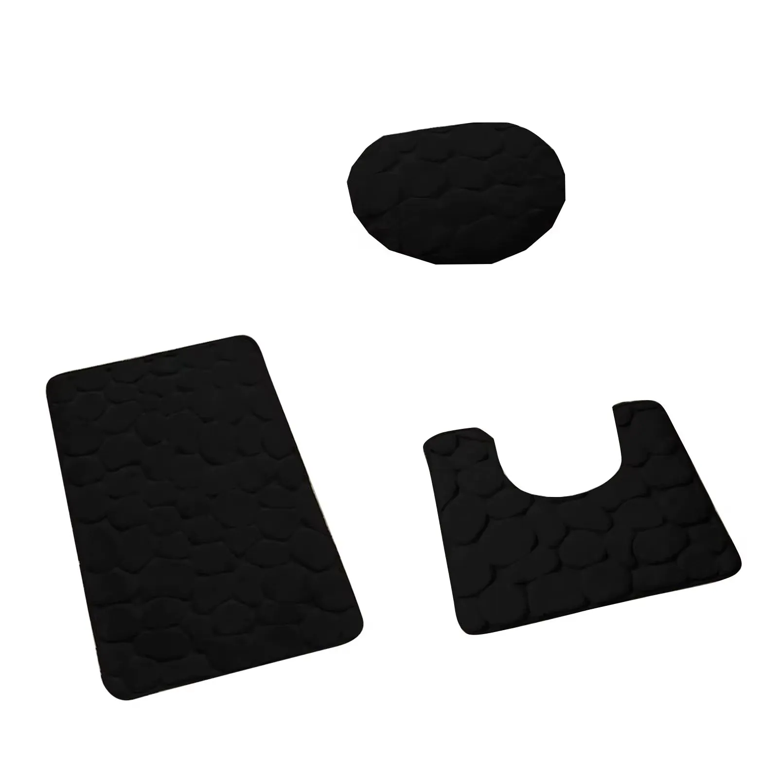 Bathroom Decorative Rug Set of 3, Chenille Plush Large Rug, Rug and Toilet Seat Cover with Non-Slip Rubber Backing Bathroom