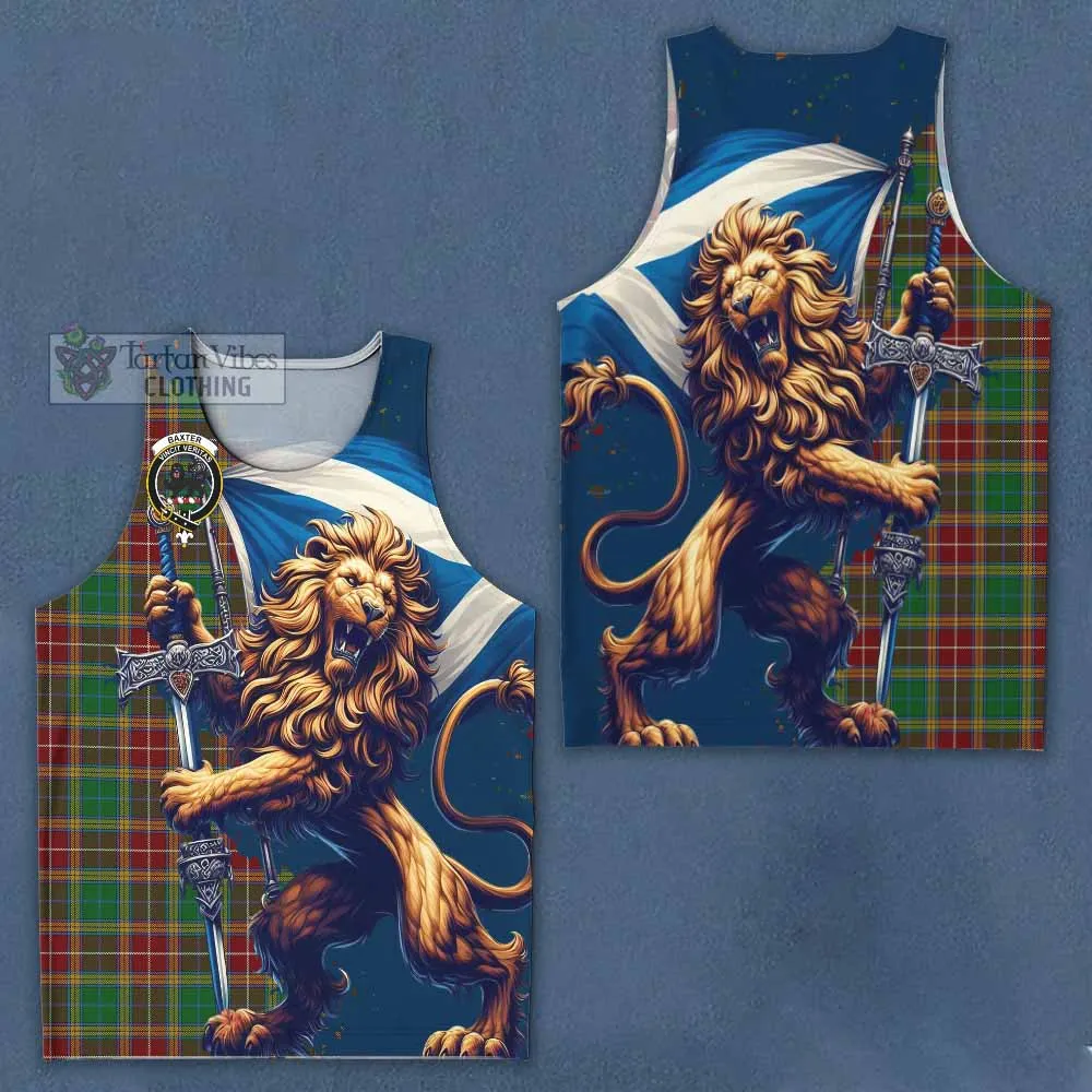 Baxter Tartan Family Crest Men's Tank Top with Scottish Majestic Lion