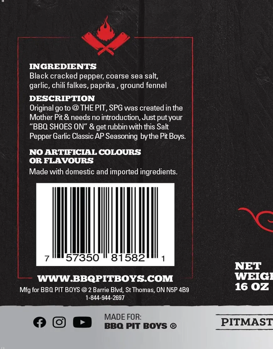 BBQ PIT BOYS SPG BBQ Seasoning 16 oz rub