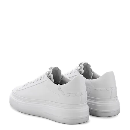 Bianco Dive Crystal Scalloped Sneakers