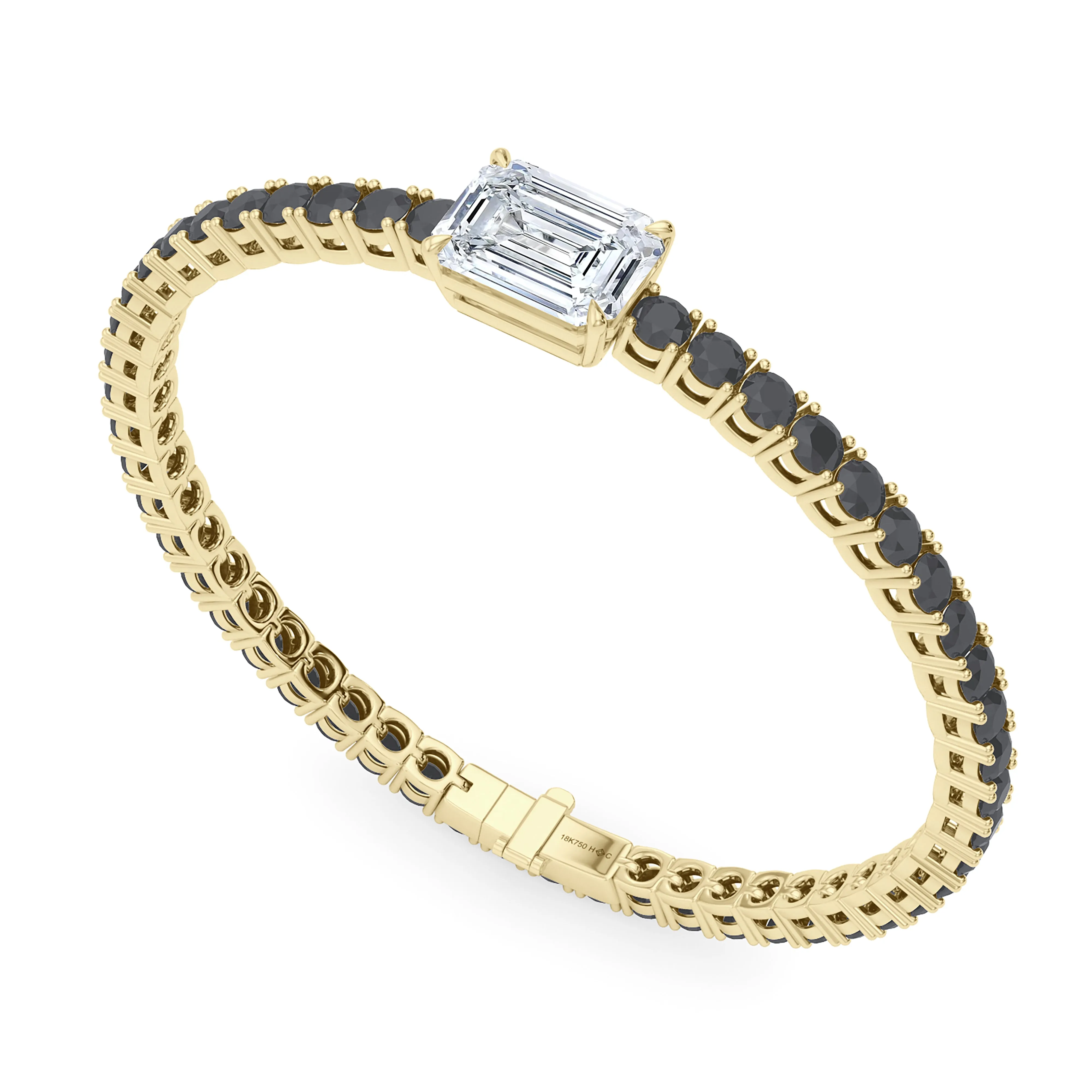 Black Diamond & Birthstone Tennis Bracelet