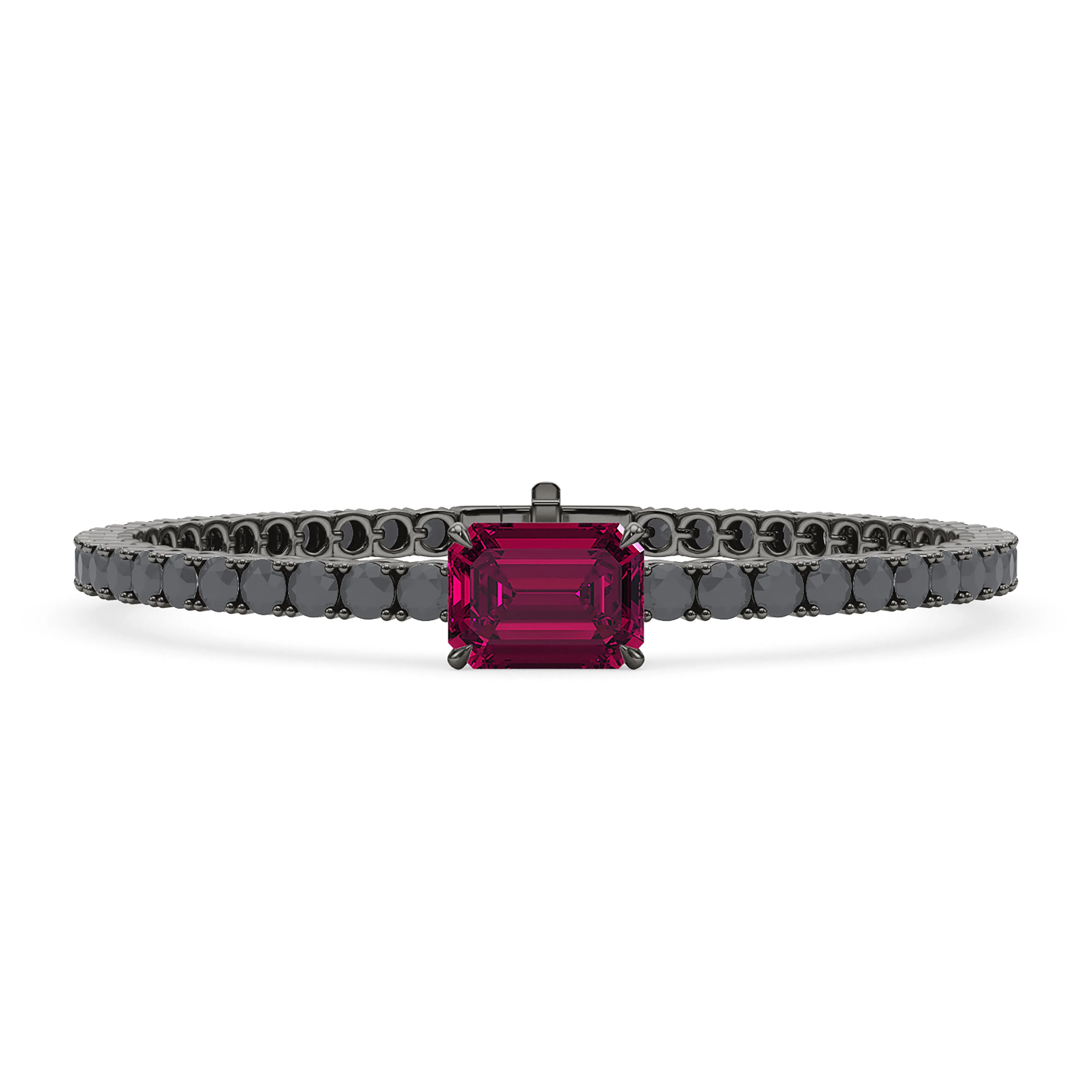 Black Diamond & Birthstone Tennis Bracelet