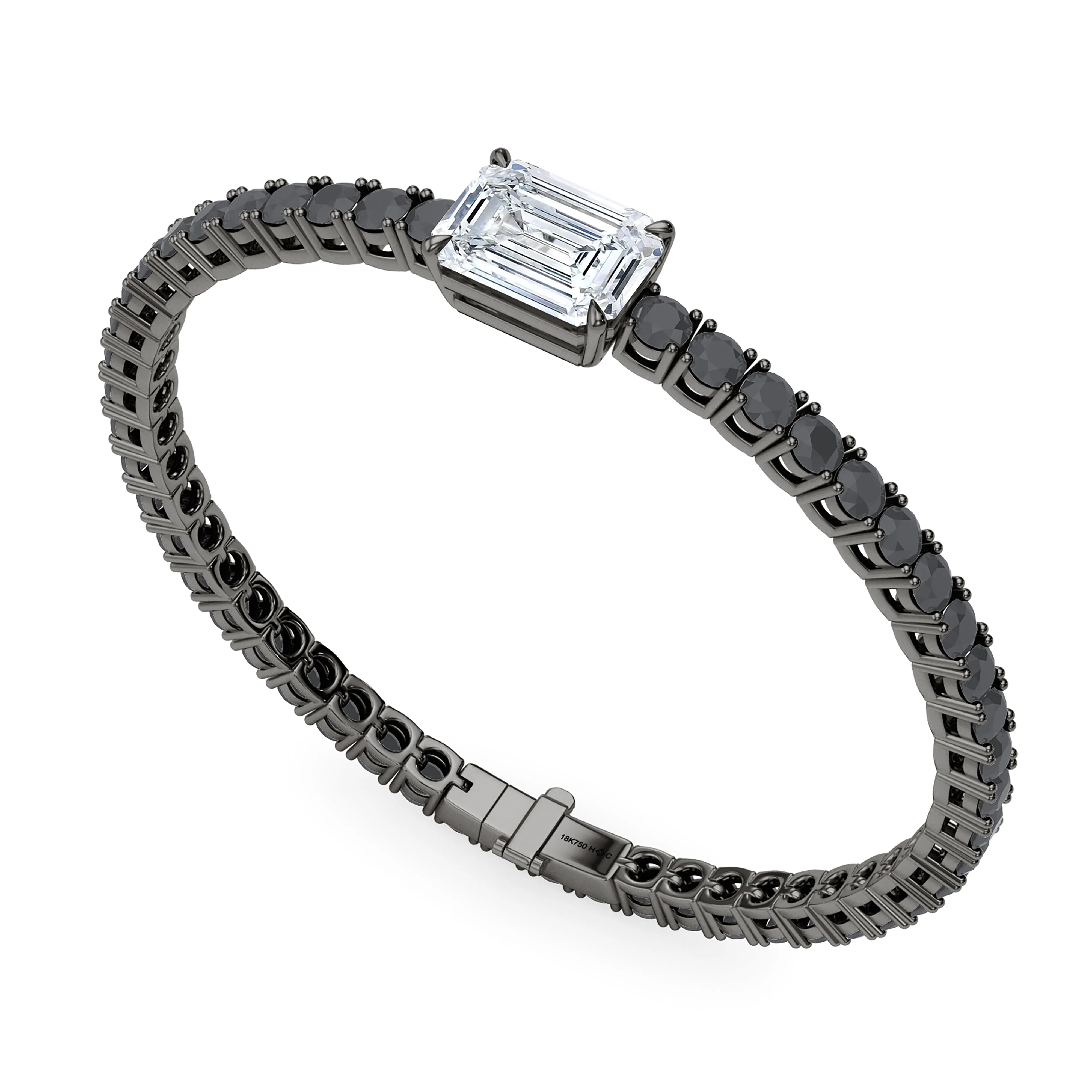 Black Diamond & Birthstone Tennis Bracelet