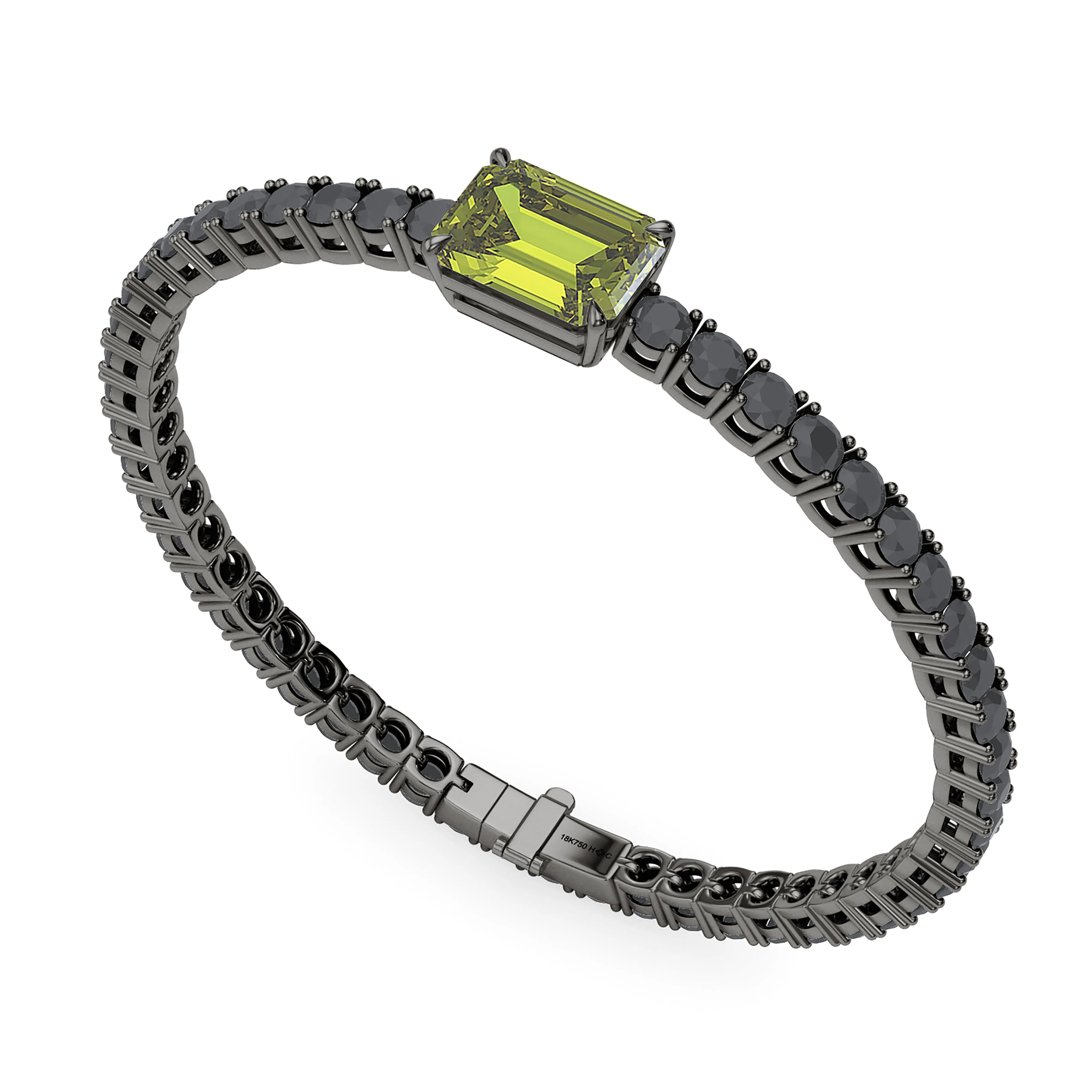 Black Diamond & Birthstone Tennis Bracelet