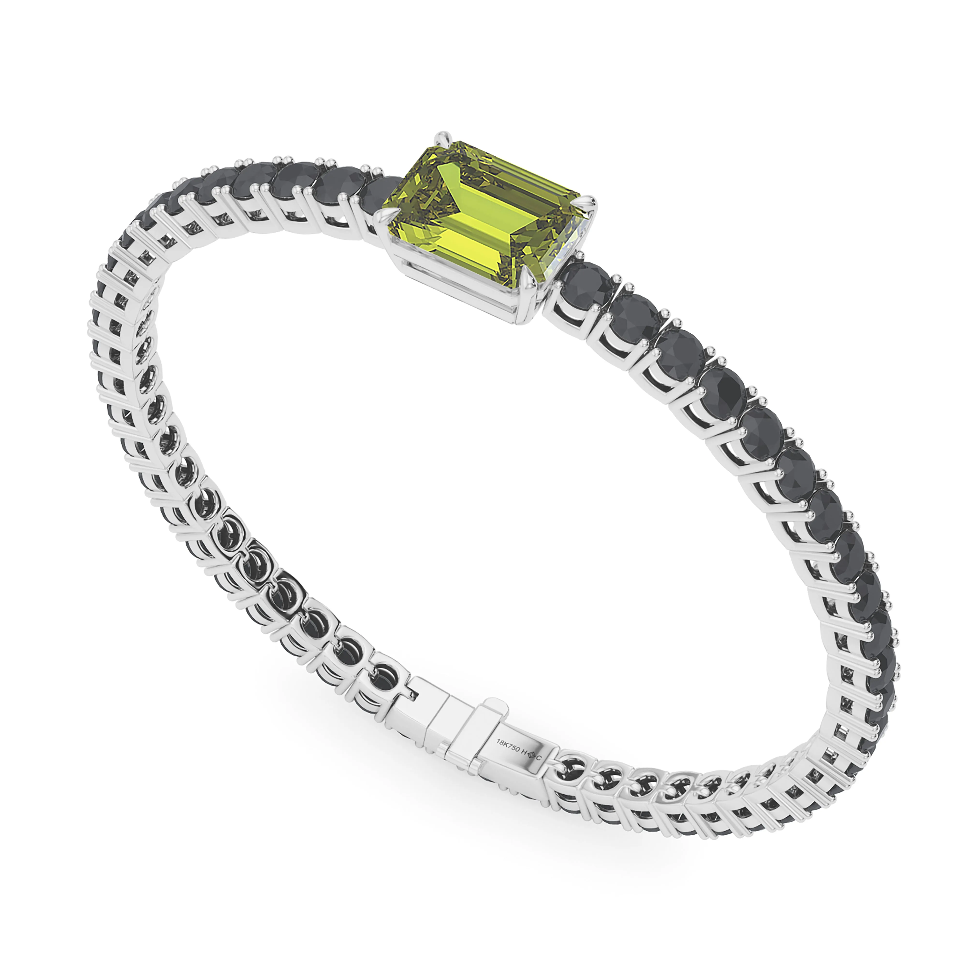 Black Diamond & Birthstone Tennis Bracelet