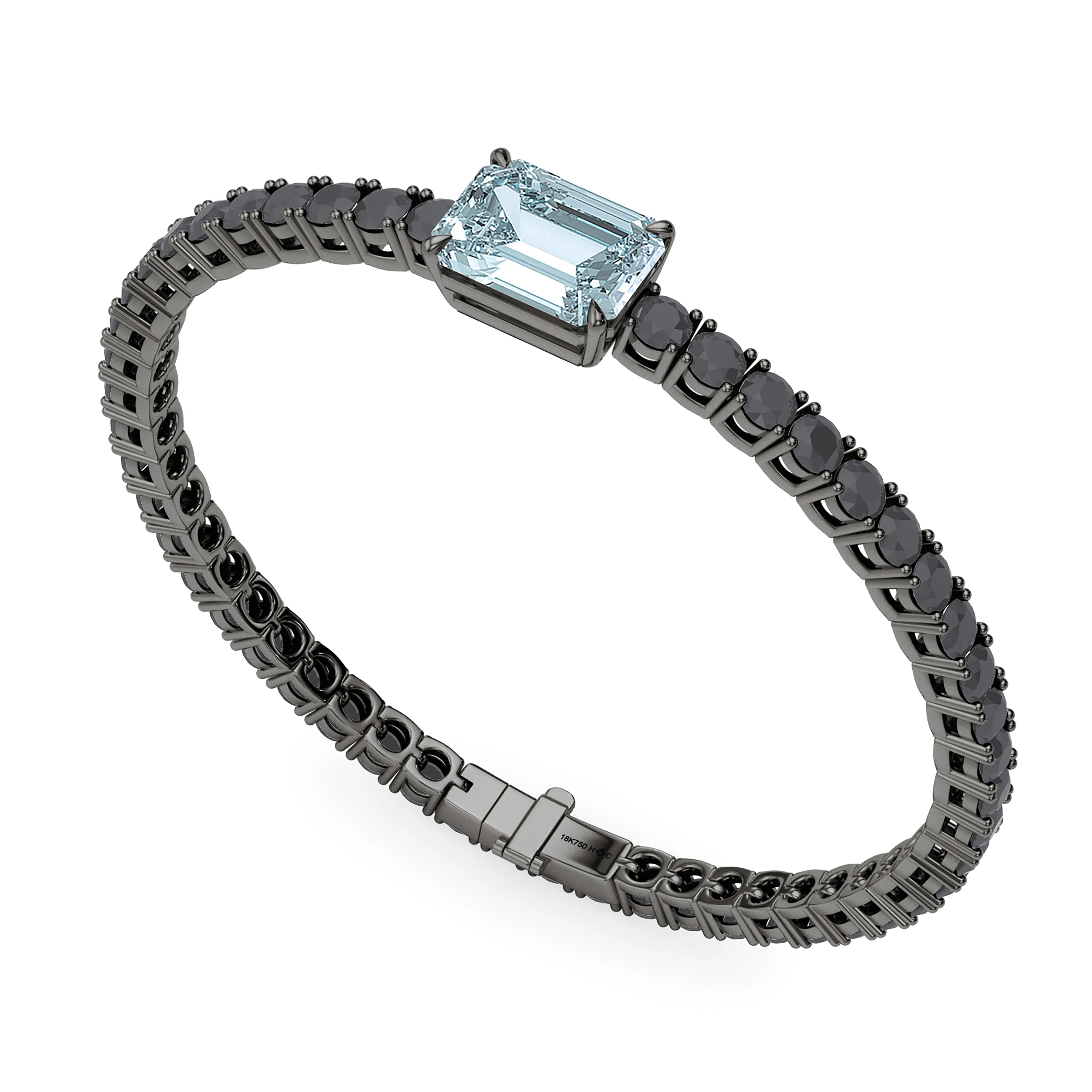 Black Diamond & Birthstone Tennis Bracelet