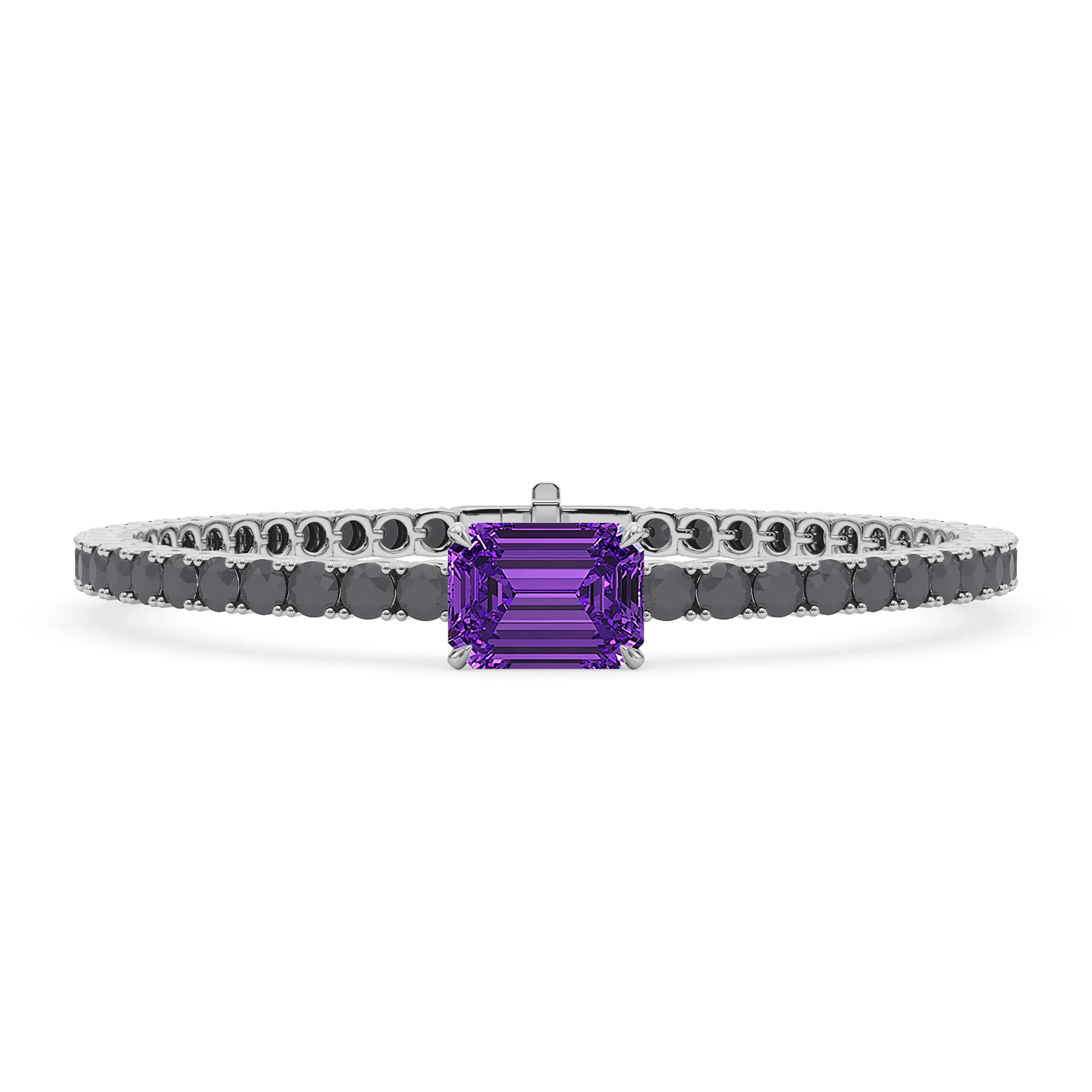 Black Diamond & Birthstone Tennis Bracelet