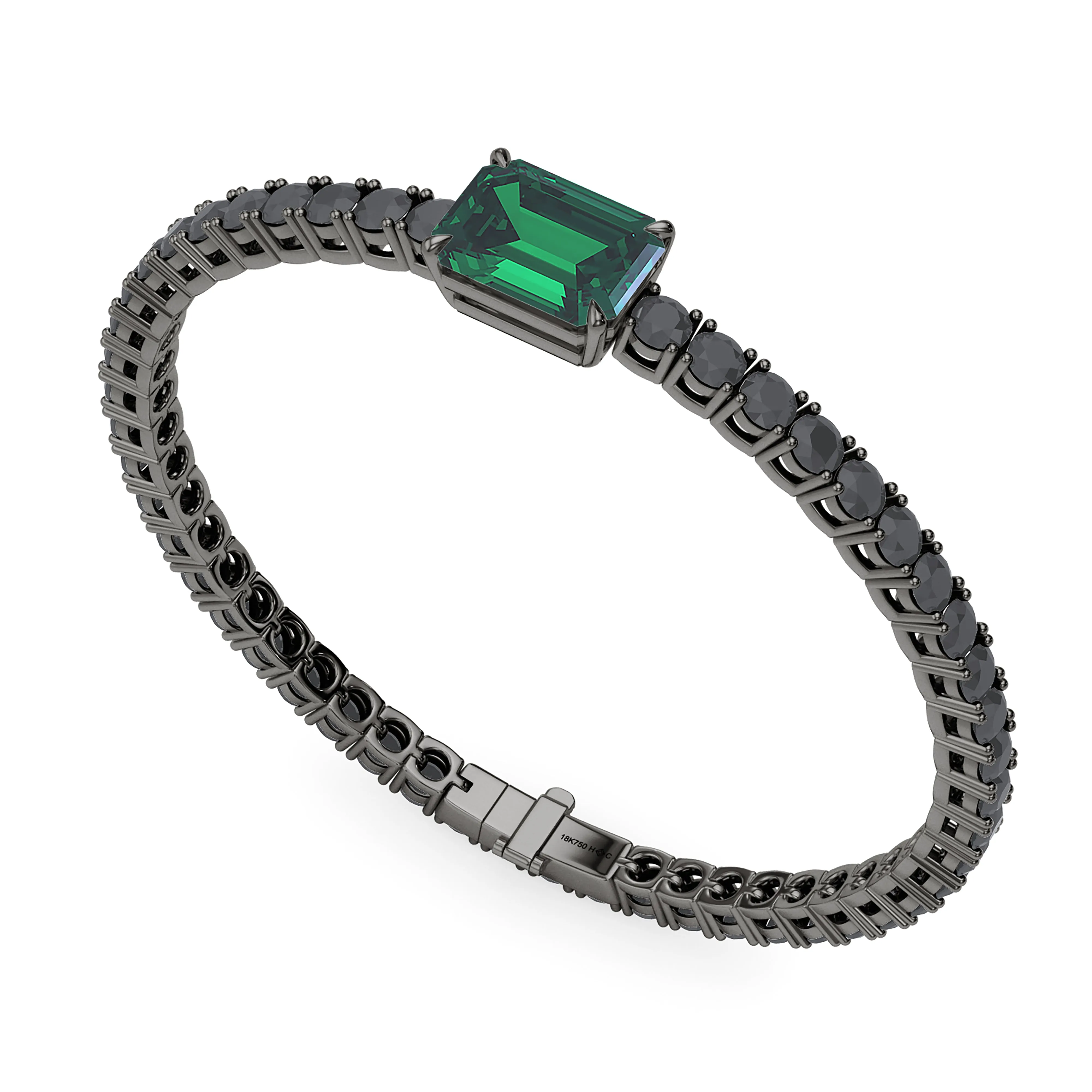 Black Diamond & Birthstone Tennis Bracelet