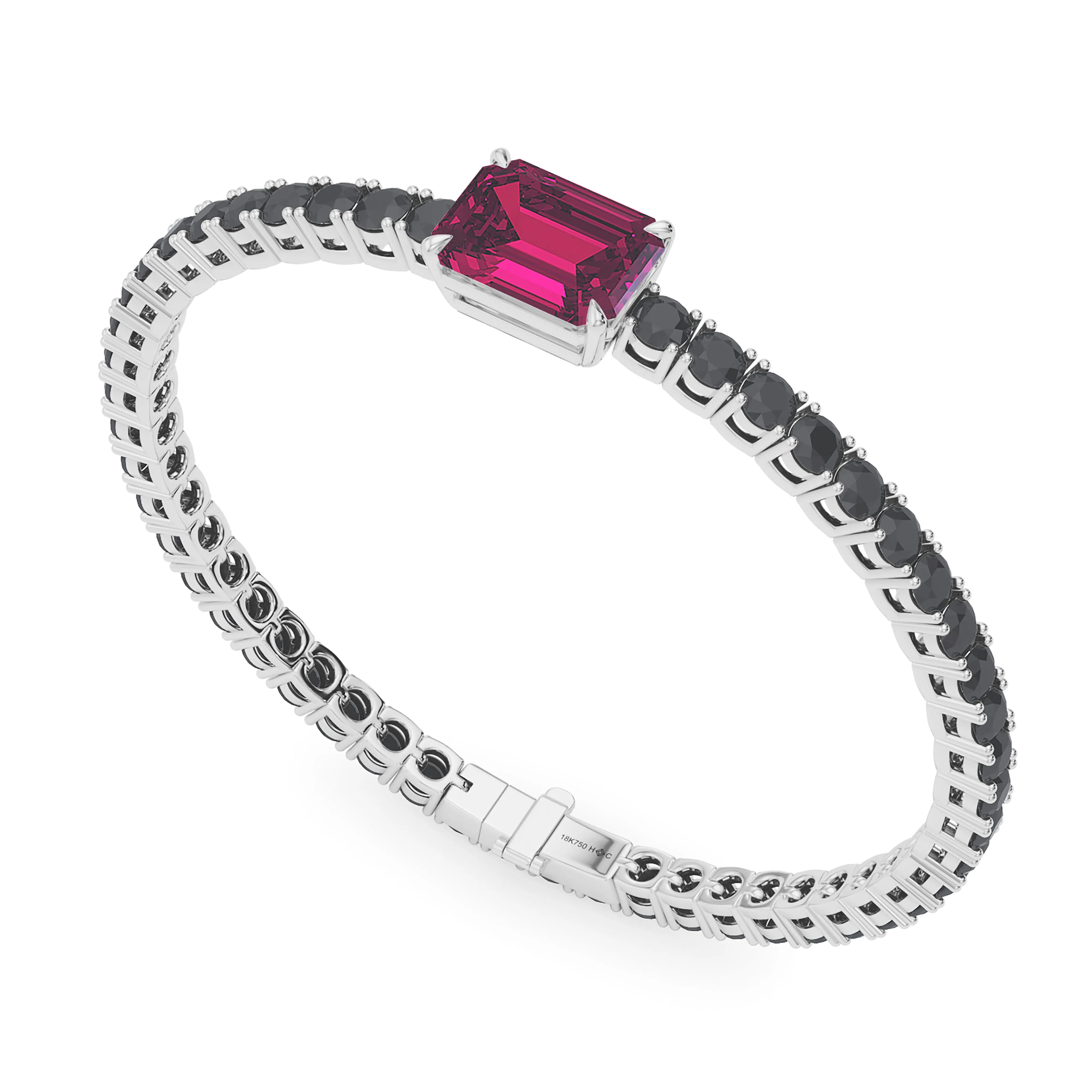 Black Diamond & Birthstone Tennis Bracelet