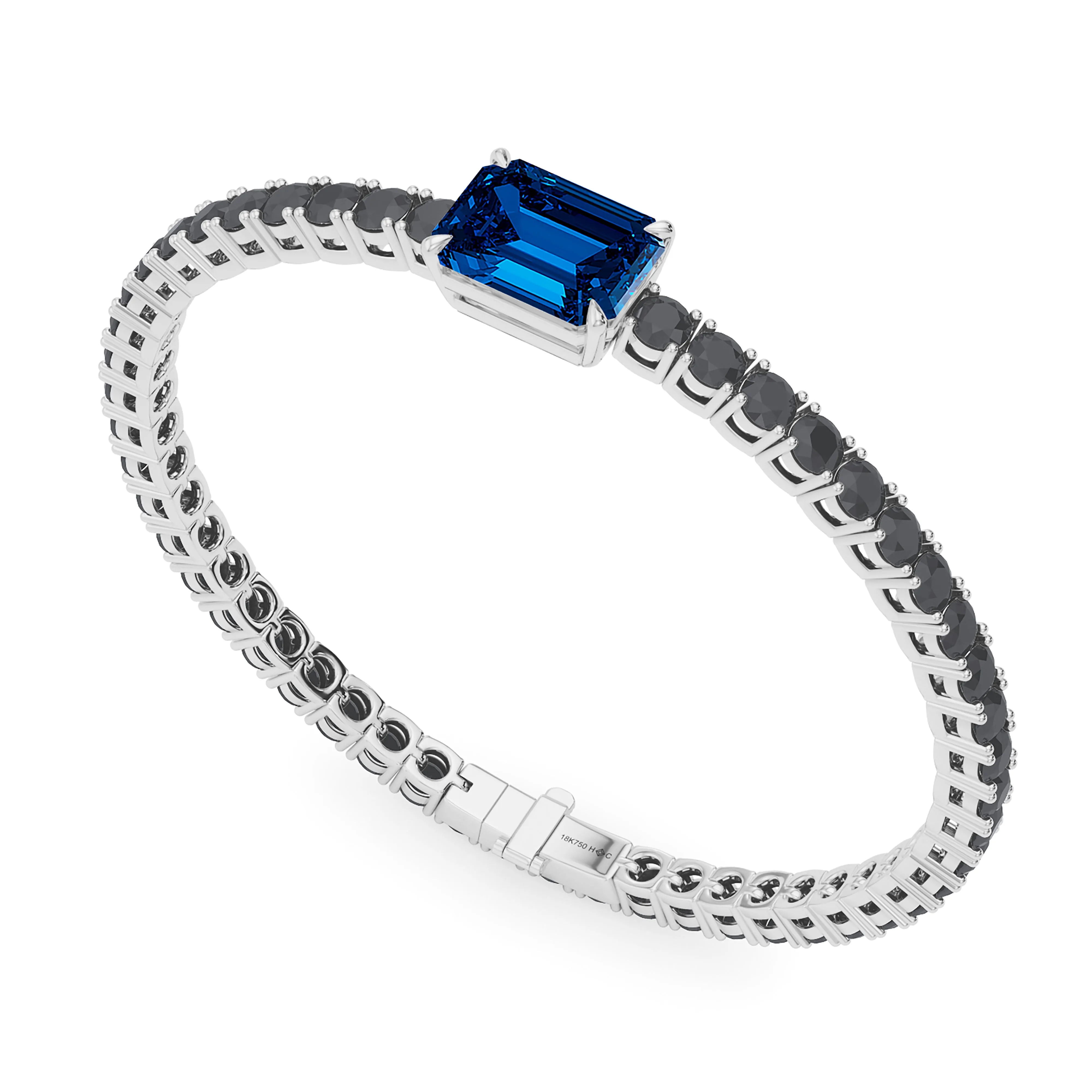 Black Diamond & Birthstone Tennis Bracelet