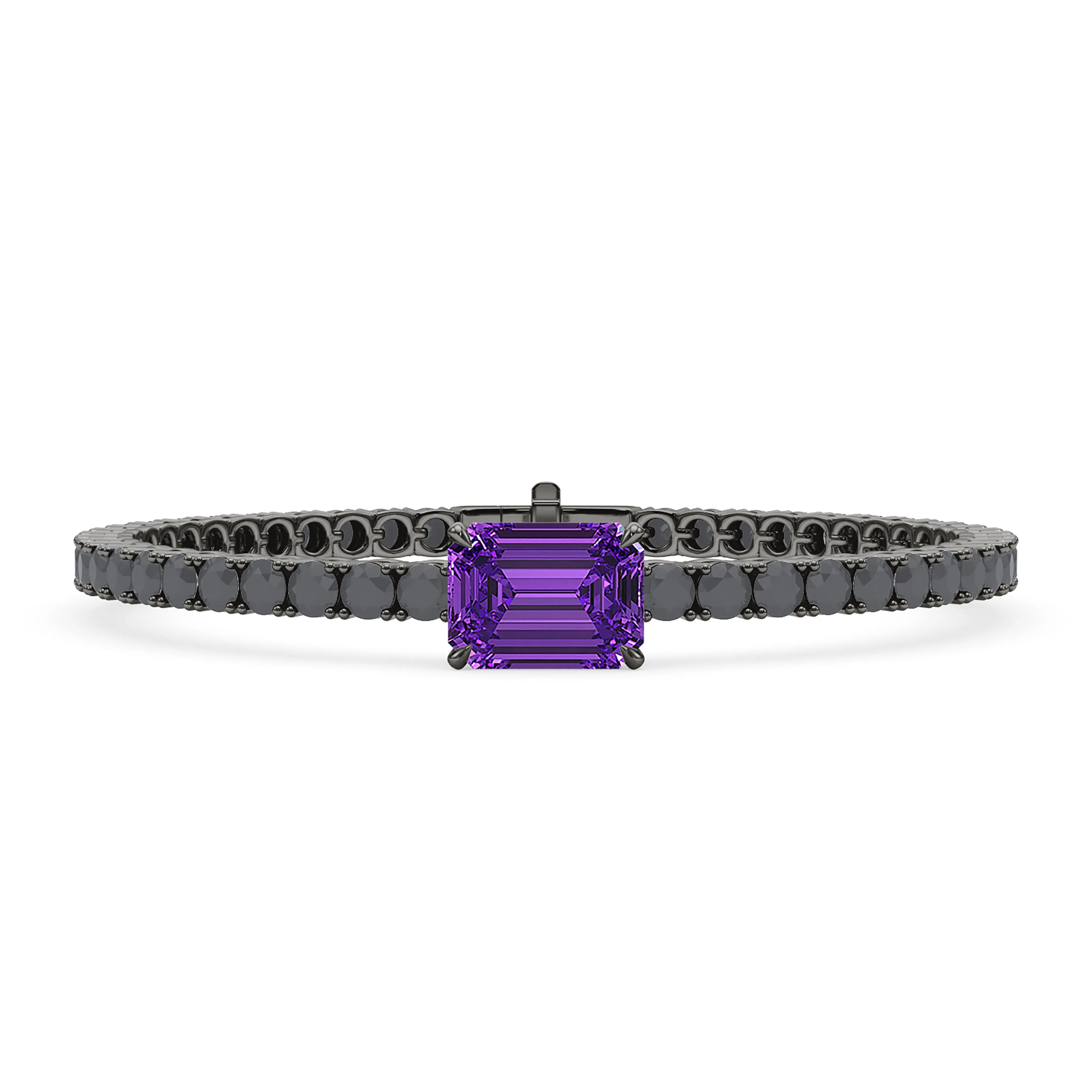 Black Diamond & Birthstone Tennis Bracelet