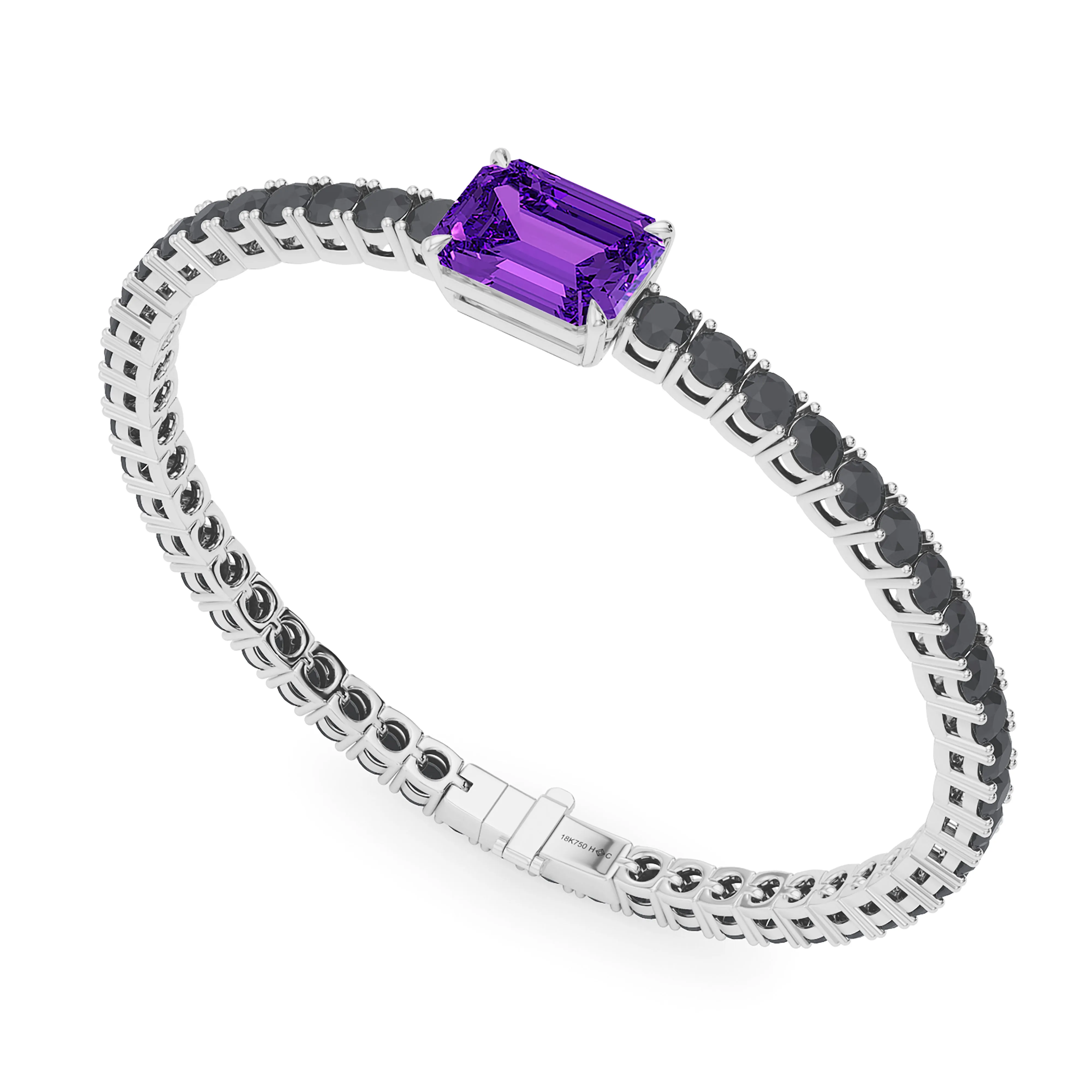 Black Diamond & Birthstone Tennis Bracelet