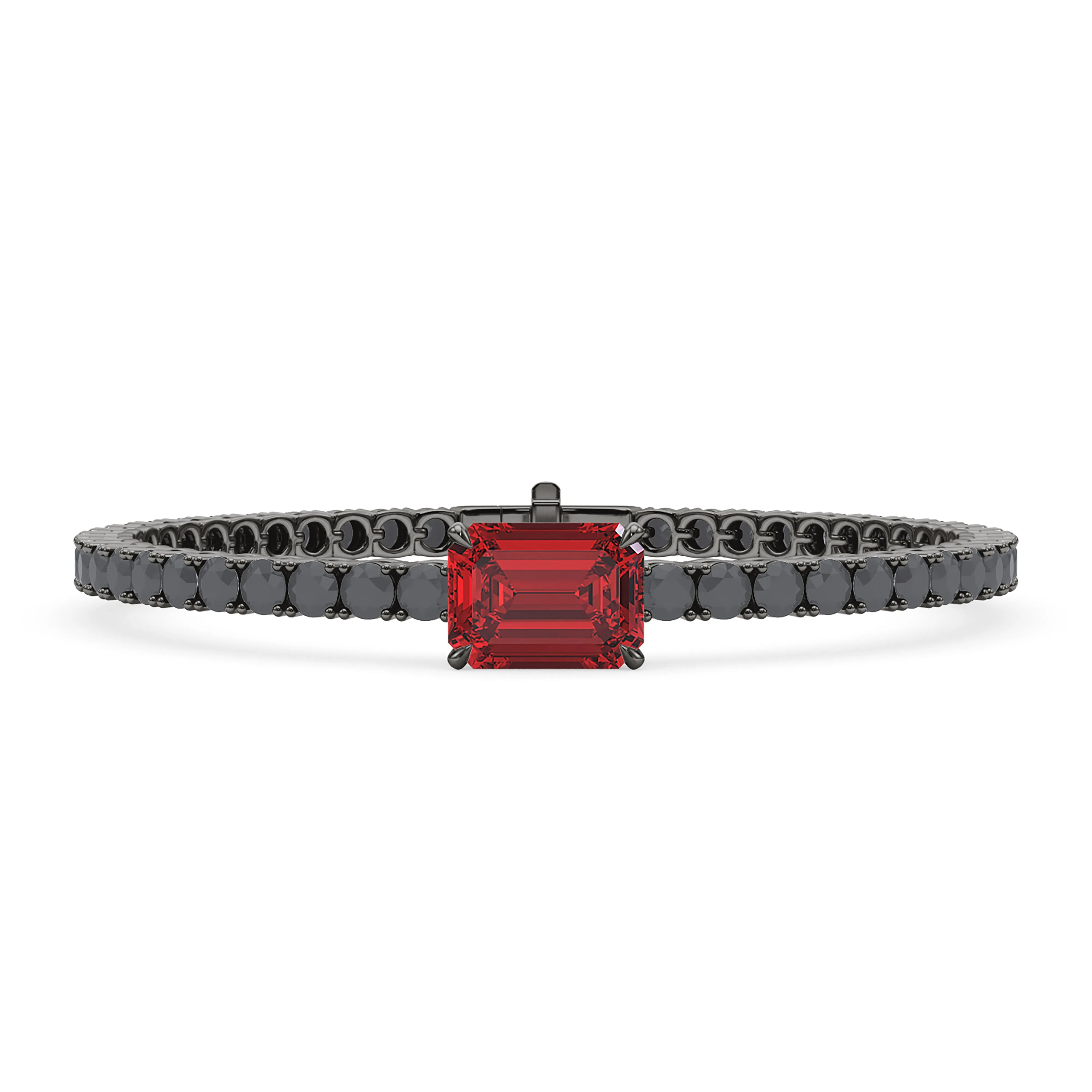 Black Diamond & Birthstone Tennis Bracelet