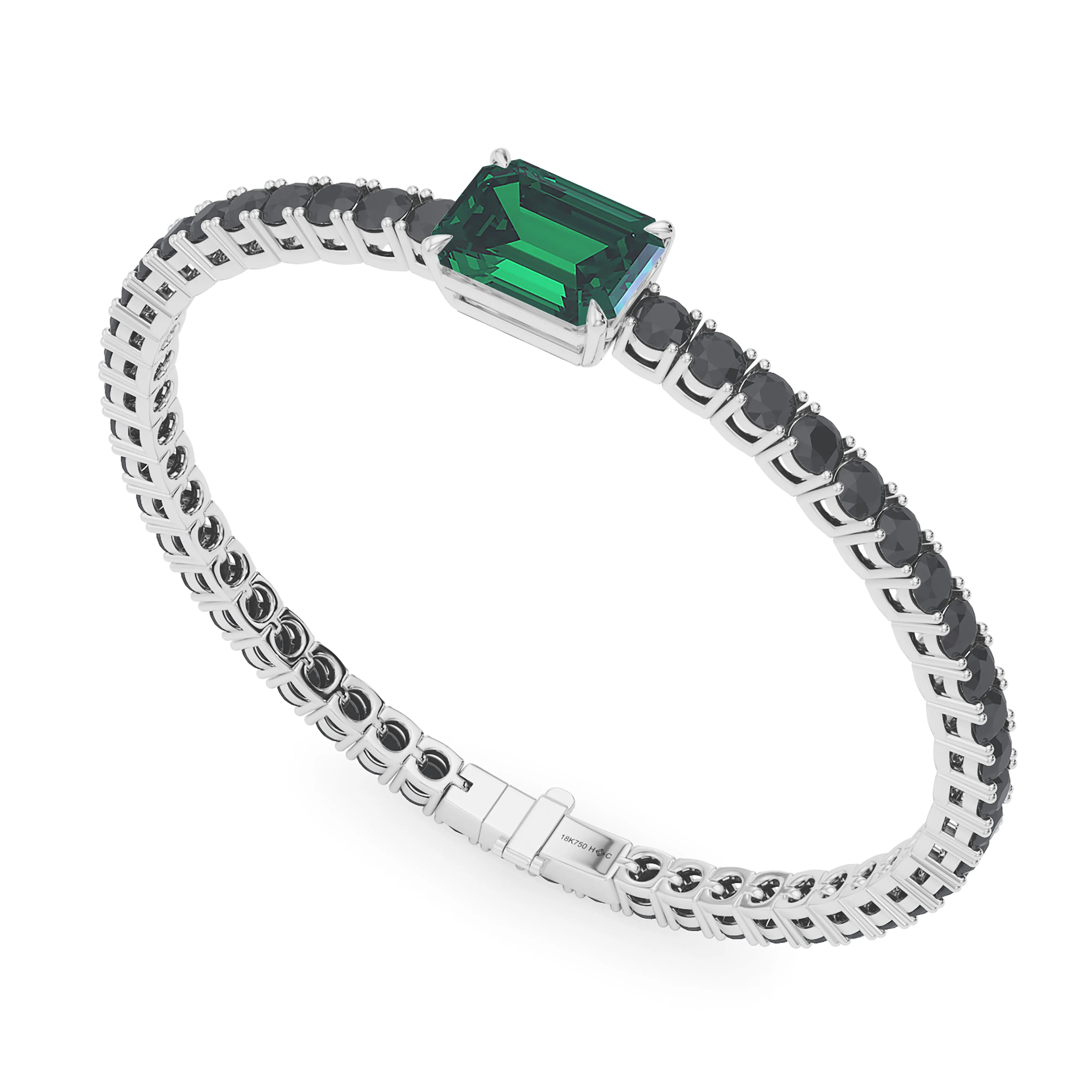 Black Diamond & Birthstone Tennis Bracelet