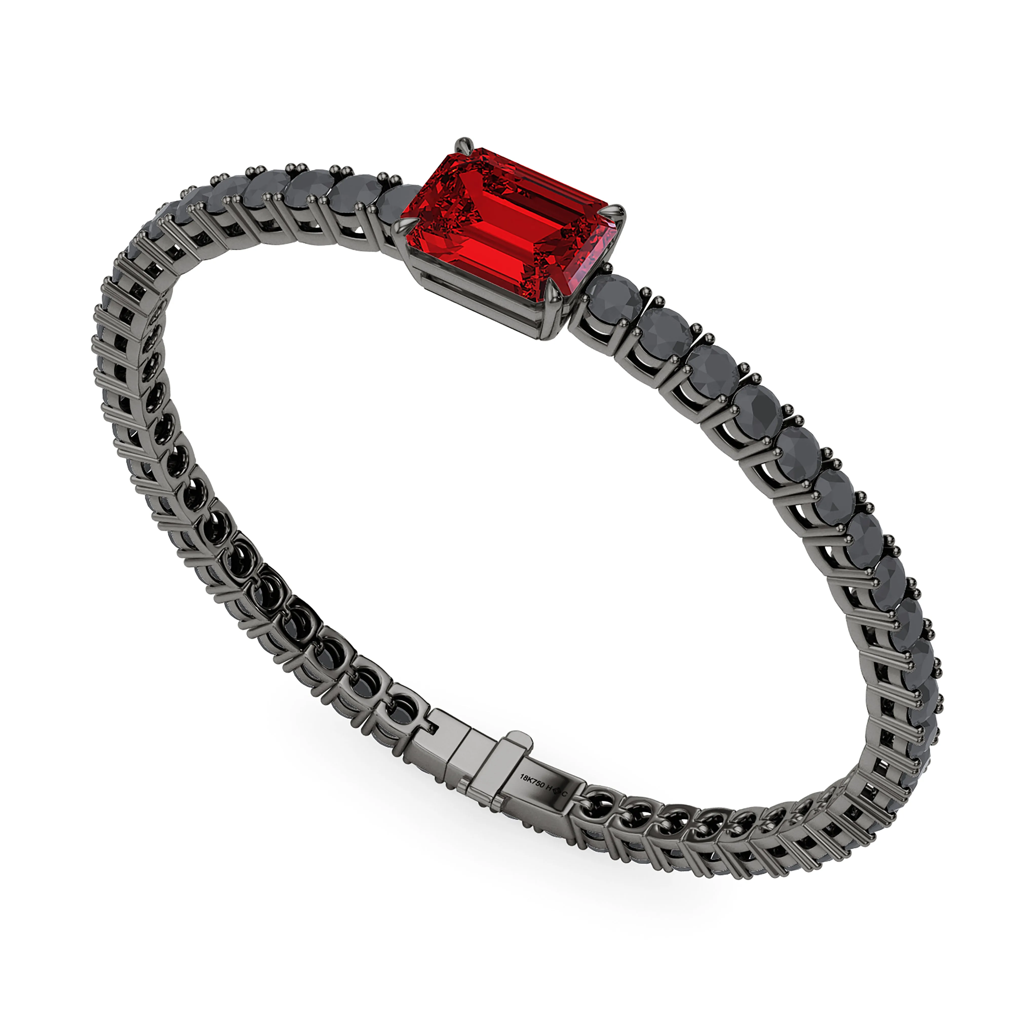 Black Diamond & Birthstone Tennis Bracelet
