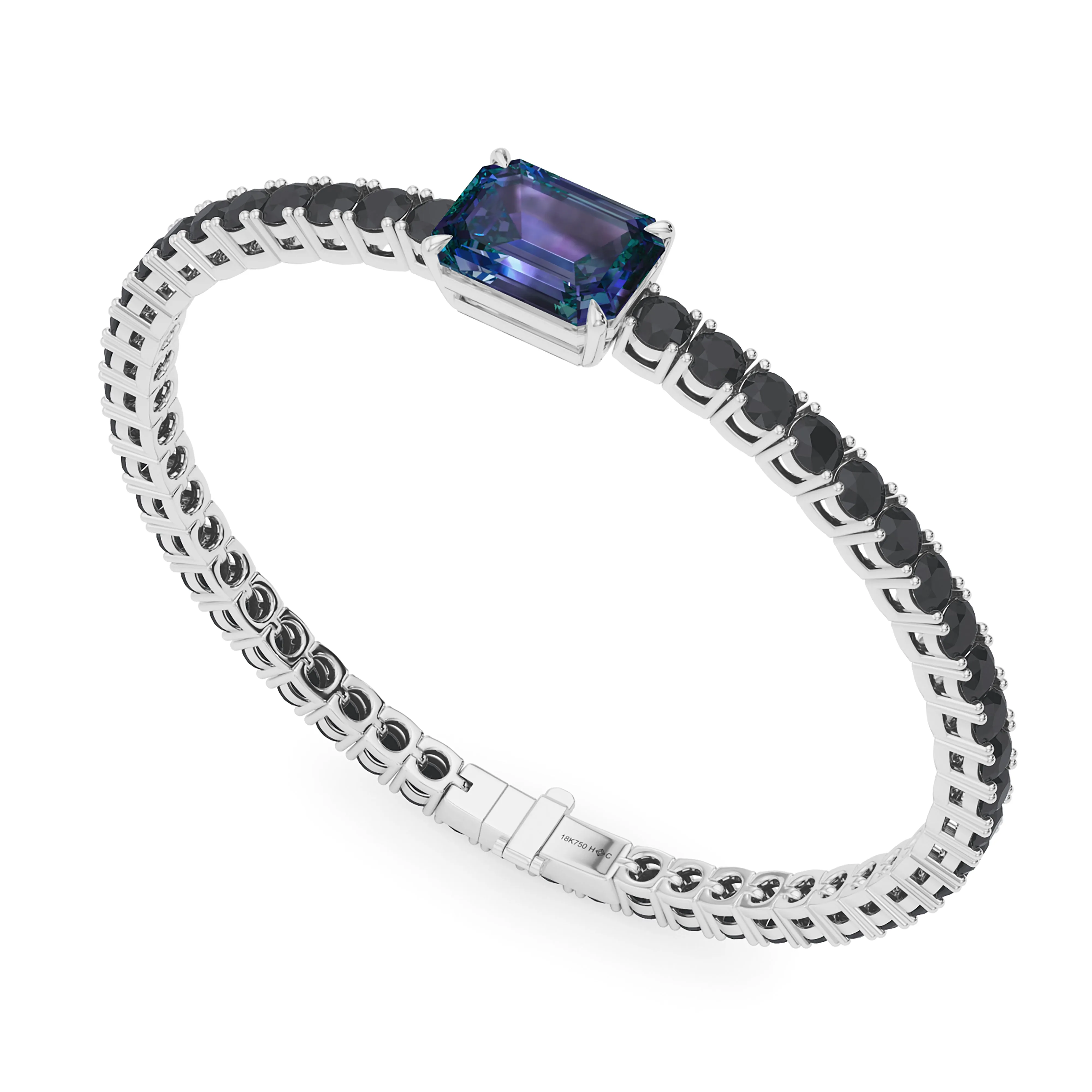 Black Diamond & Birthstone Tennis Bracelet