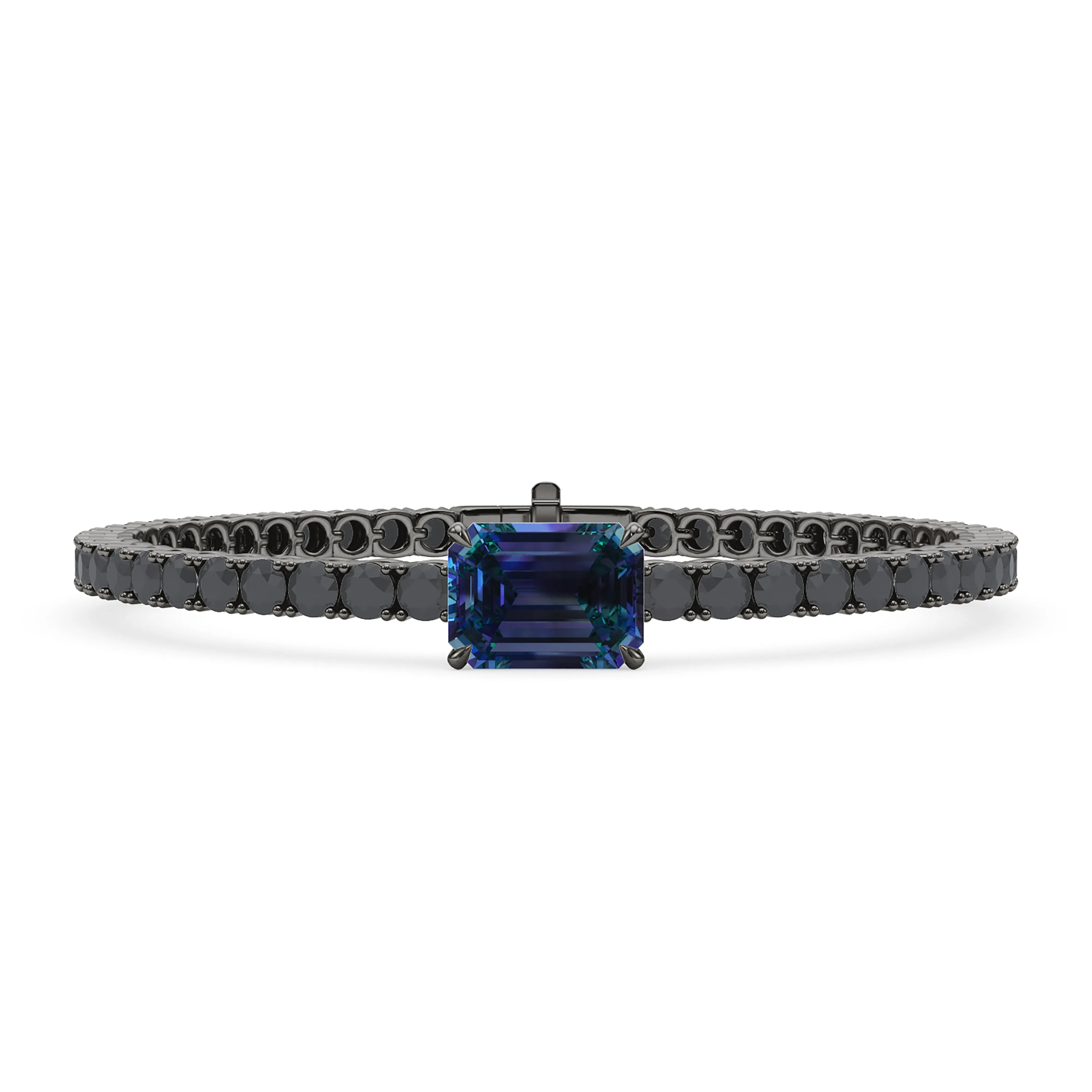 Black Diamond & Birthstone Tennis Bracelet