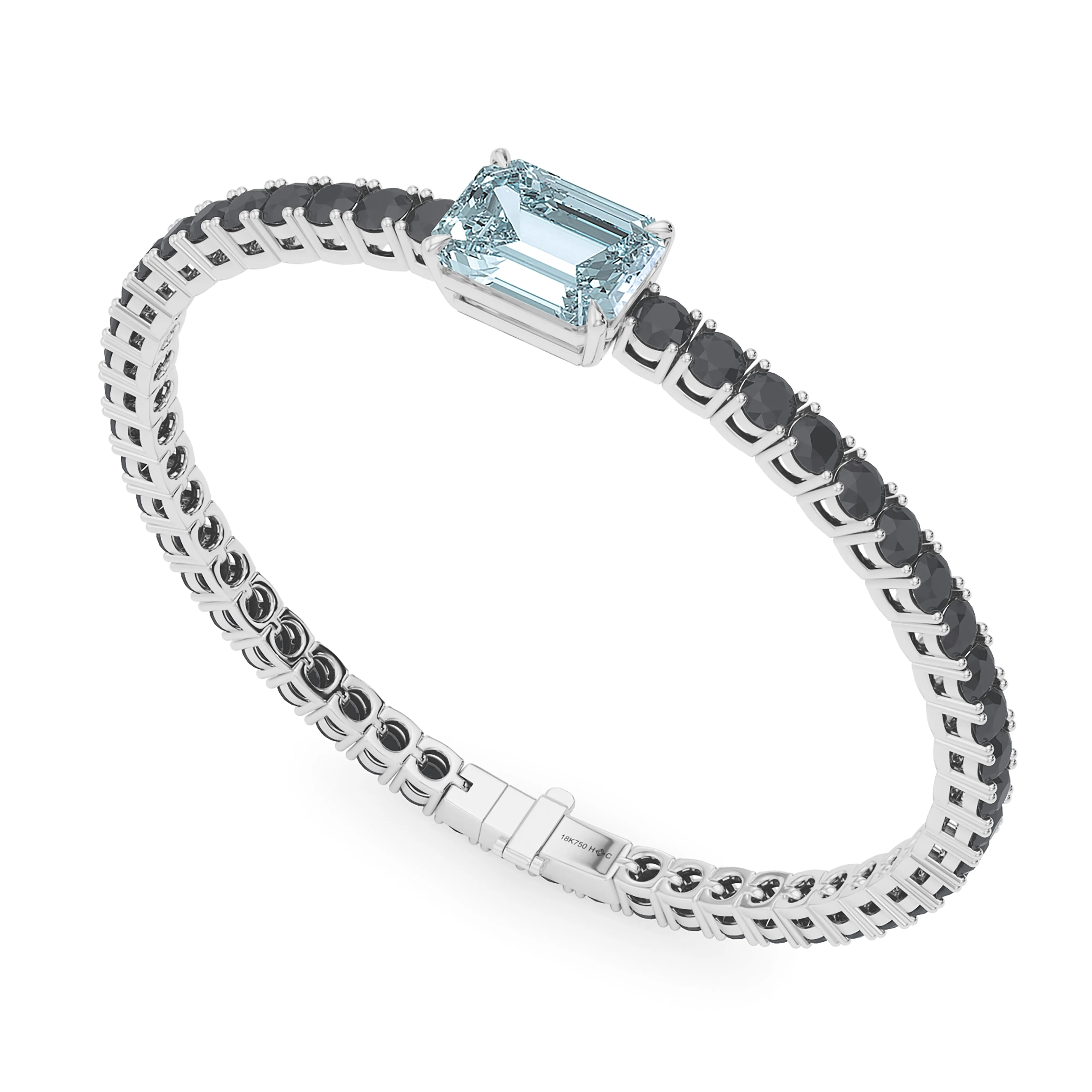 Black Diamond & Birthstone Tennis Bracelet