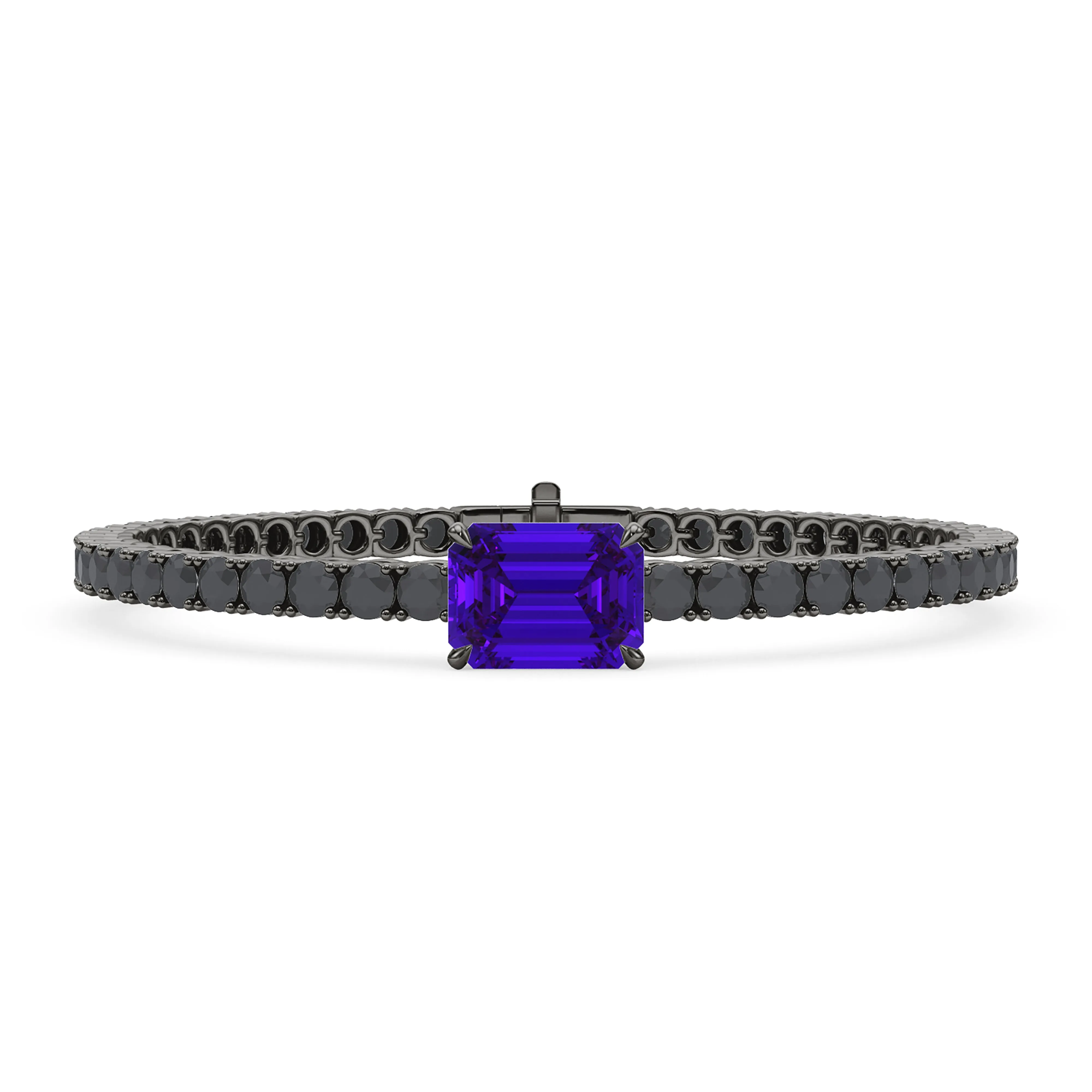 Black Diamond & Birthstone Tennis Bracelet