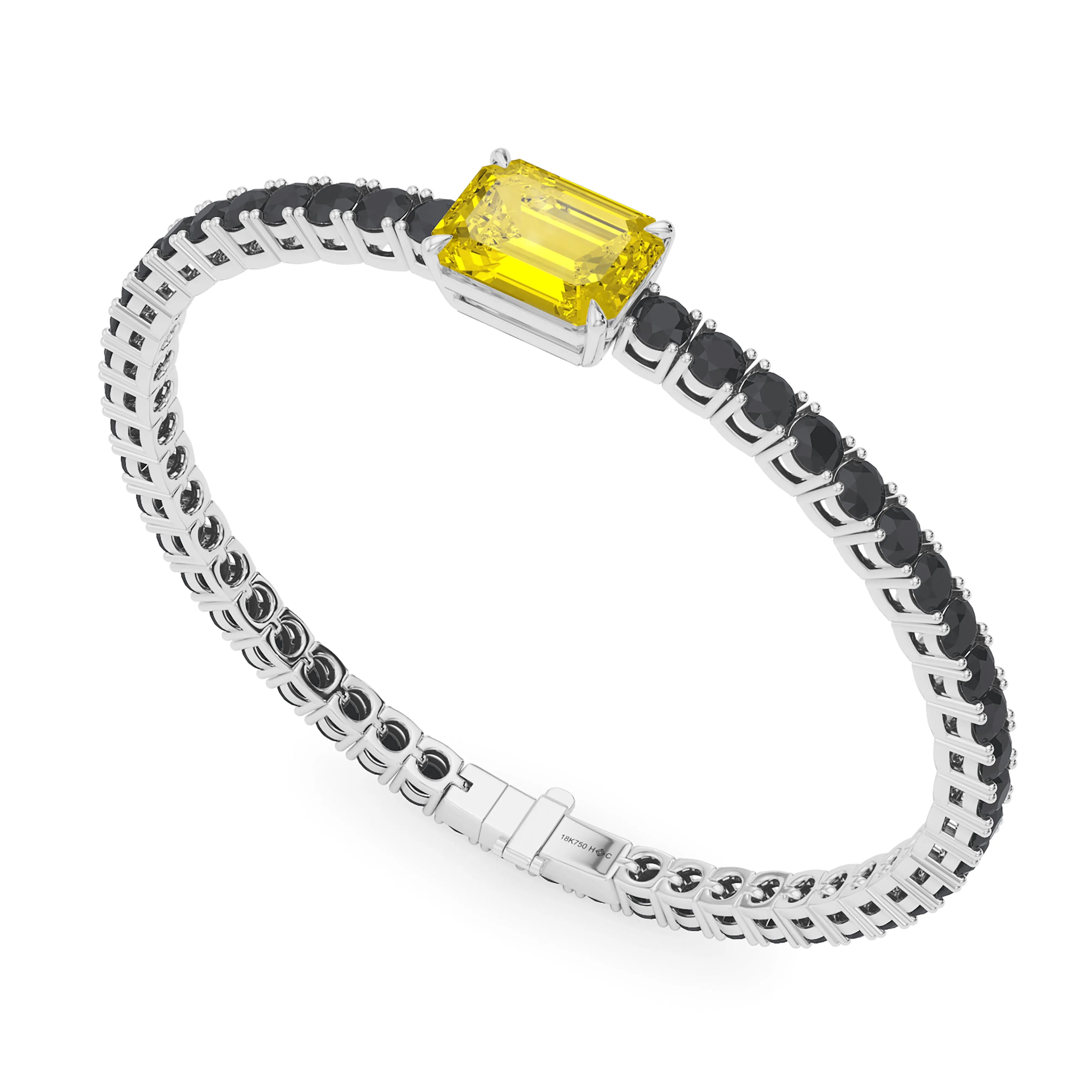 Black Diamond & Birthstone Tennis Bracelet