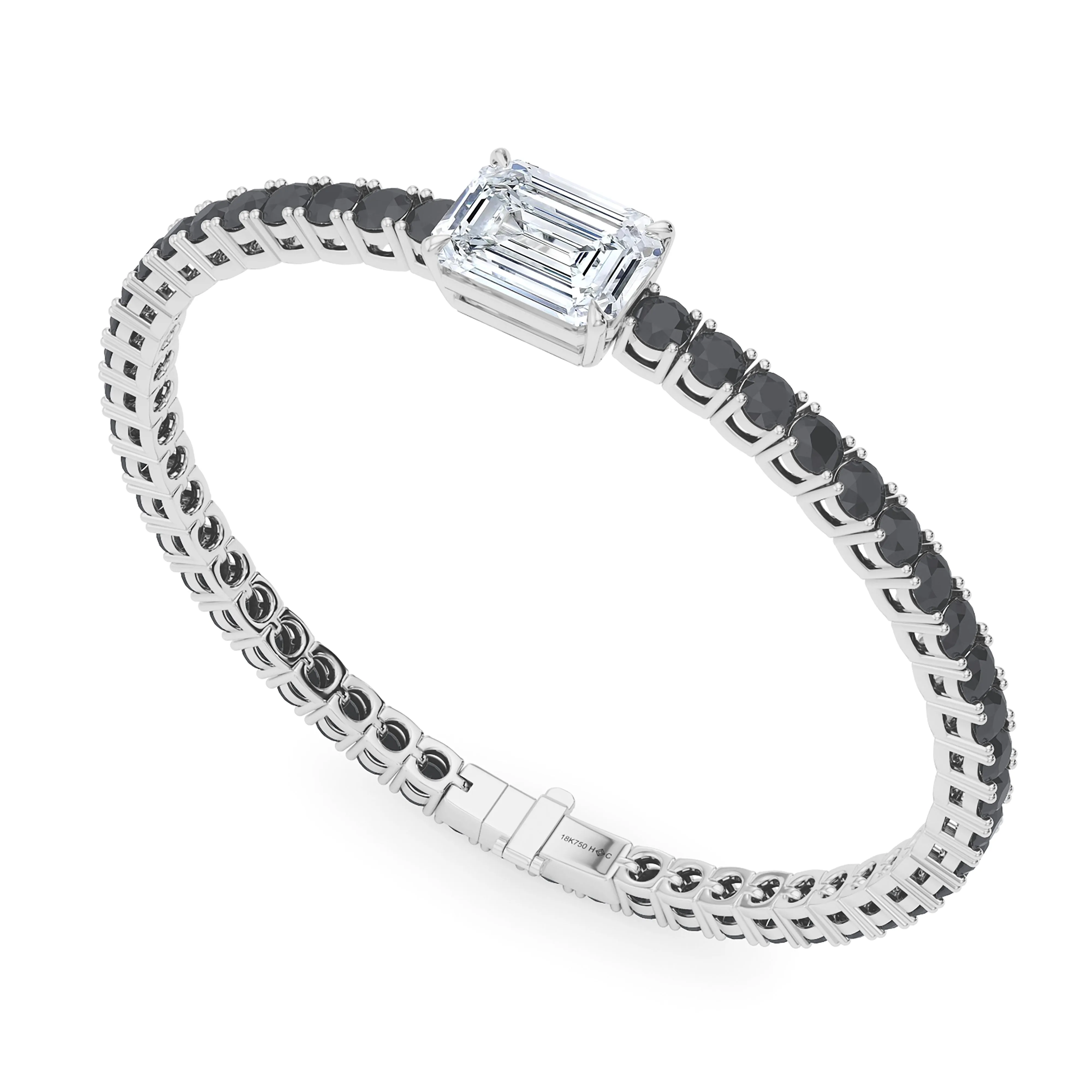 Black Diamond & Birthstone Tennis Bracelet