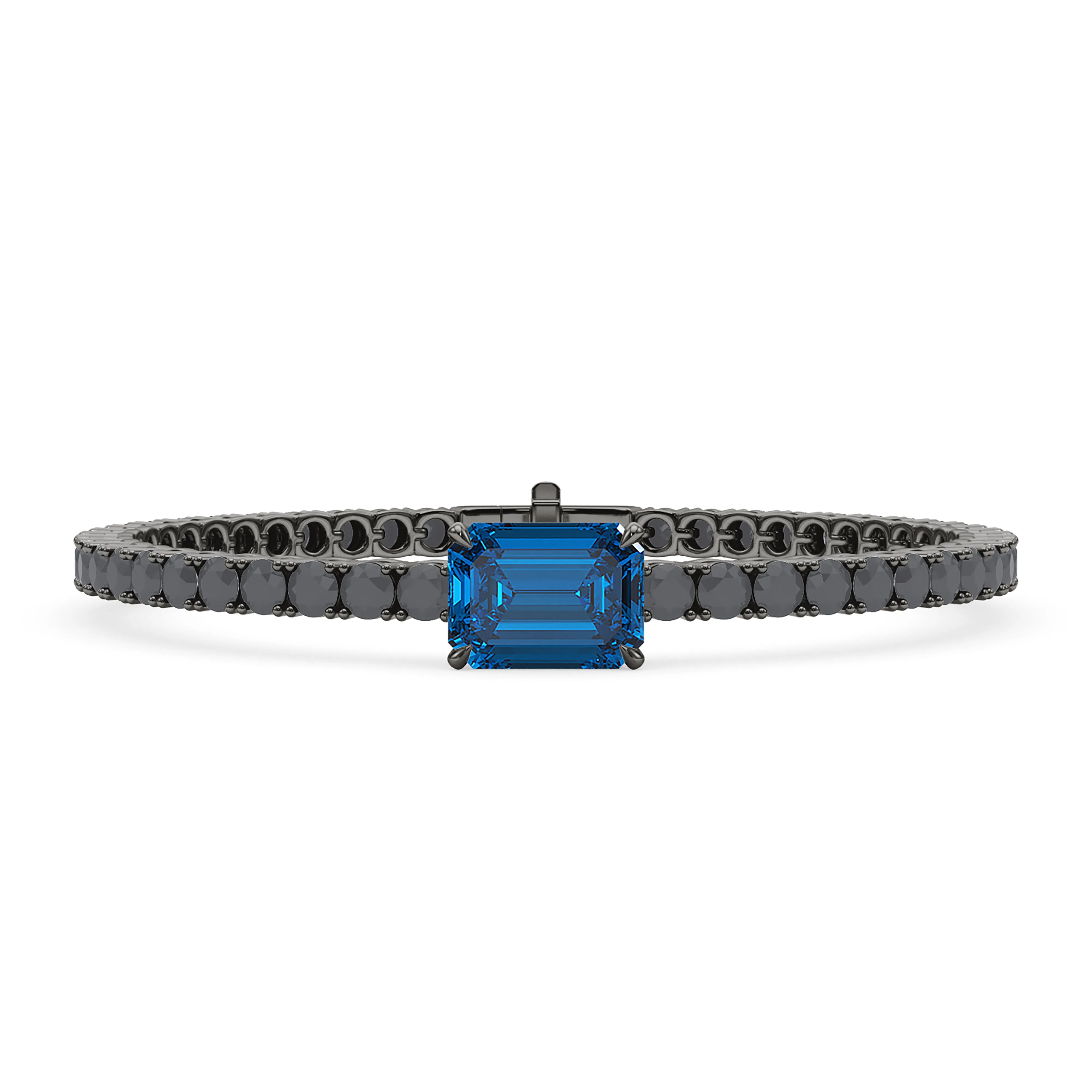 Black Diamond & Birthstone Tennis Bracelet