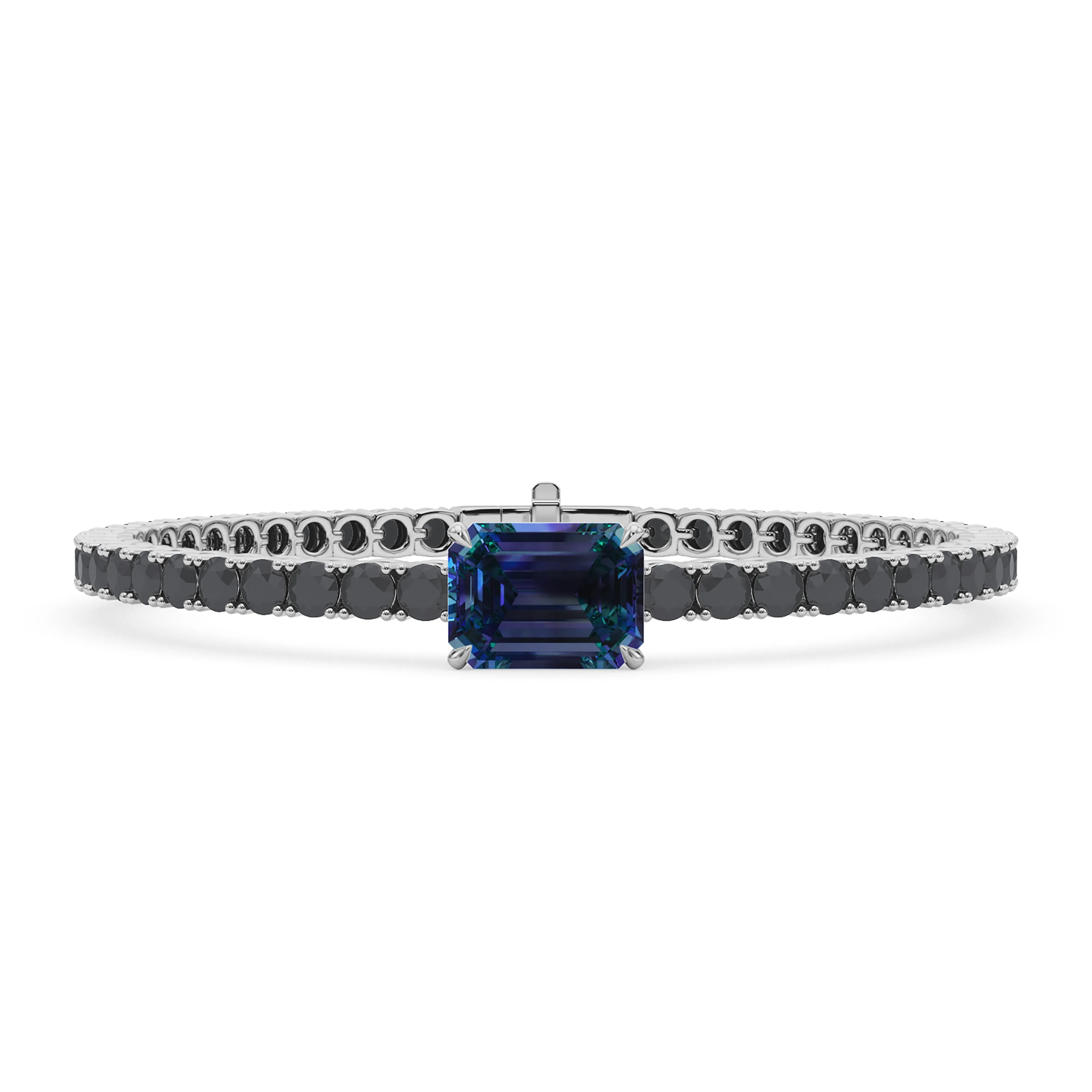 Black Diamond & Birthstone Tennis Bracelet
