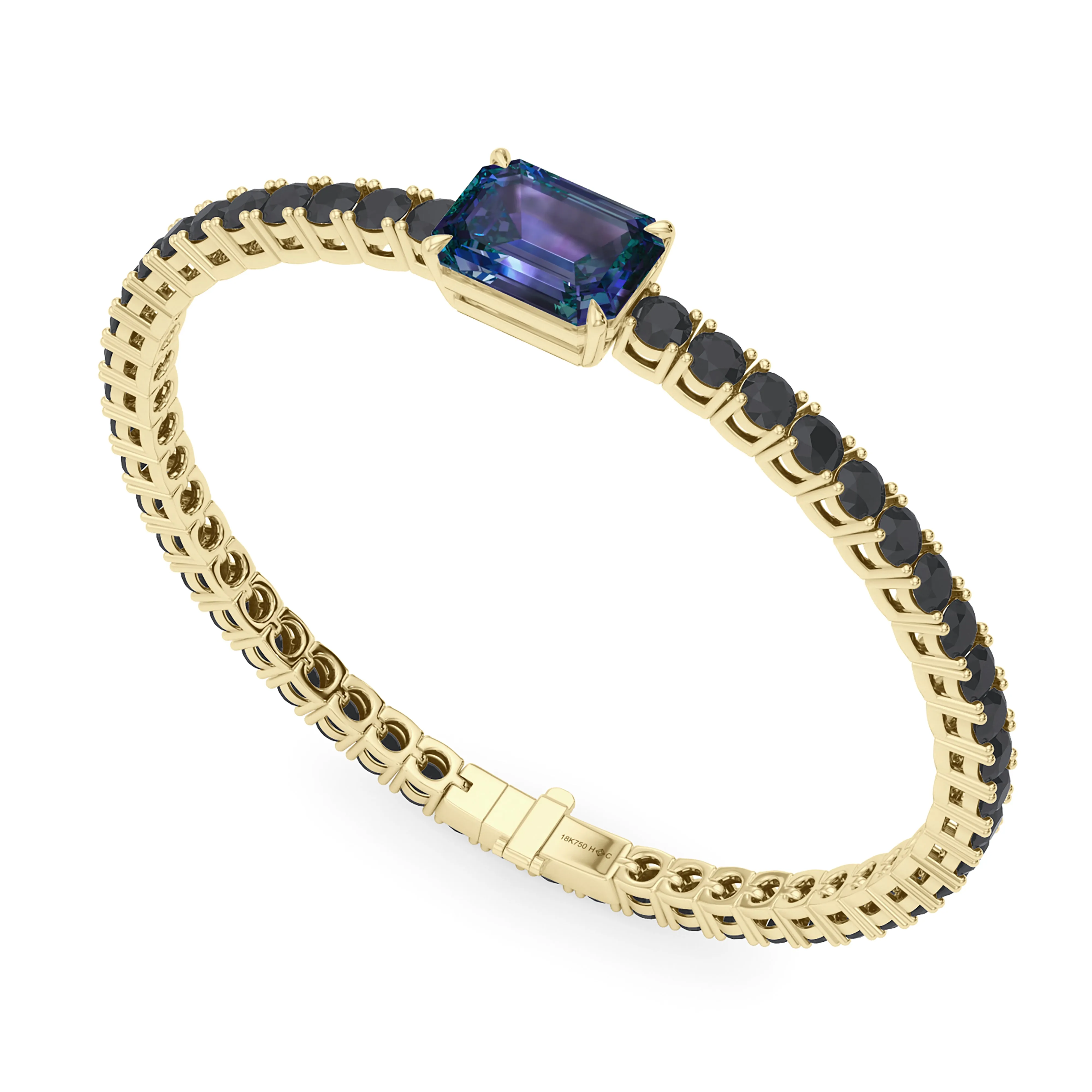 Black Diamond & Birthstone Tennis Bracelet