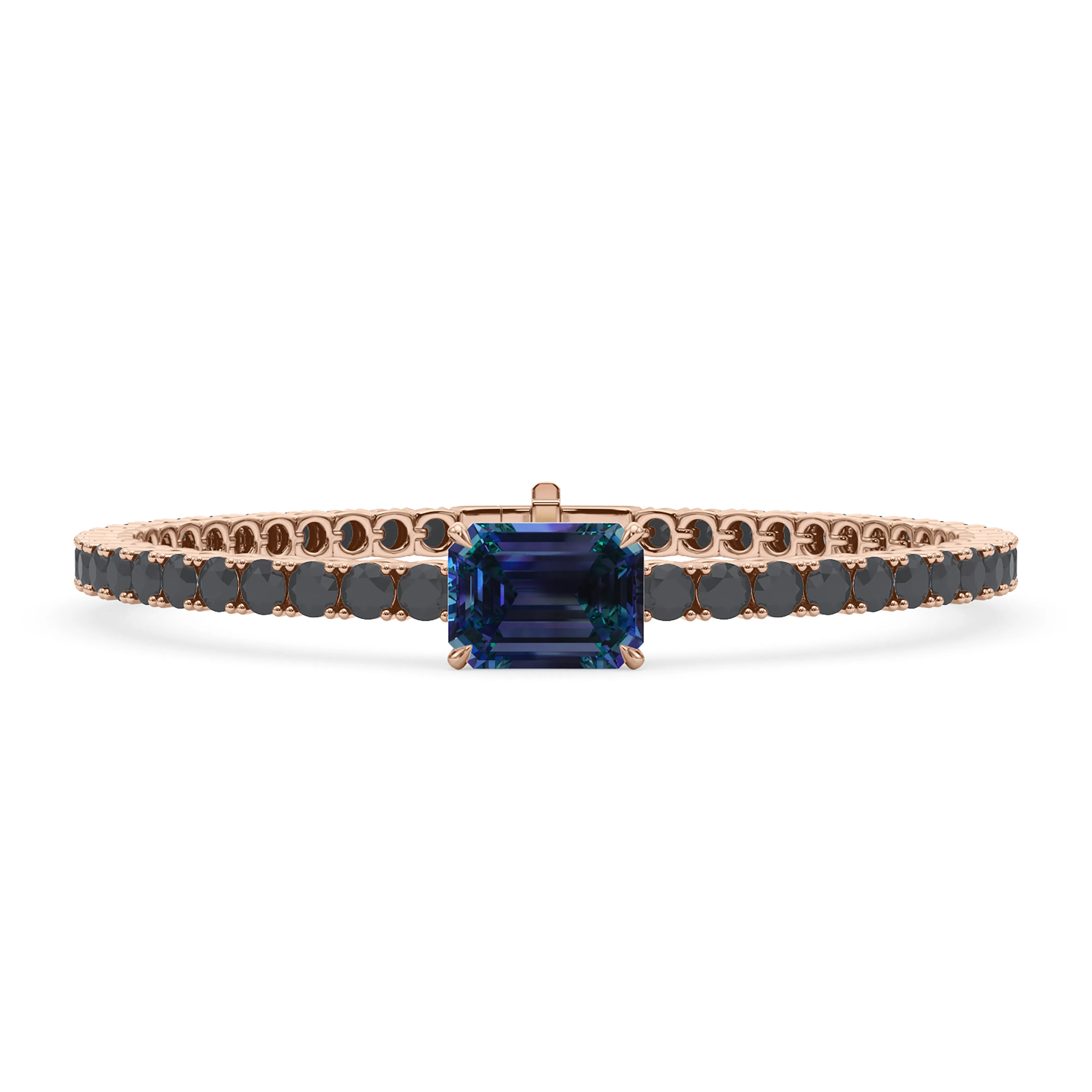 Black Diamond & Birthstone Tennis Bracelet